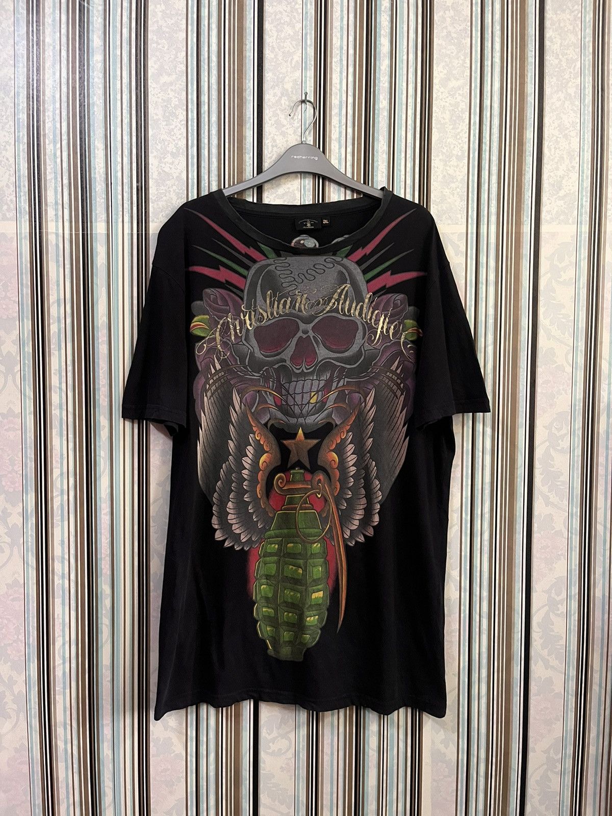Christian Audigier 1990s iconic Ed hardy skull time bombs #E5 Size US XXL / EU 58 / 5 - 1 Thumbnail