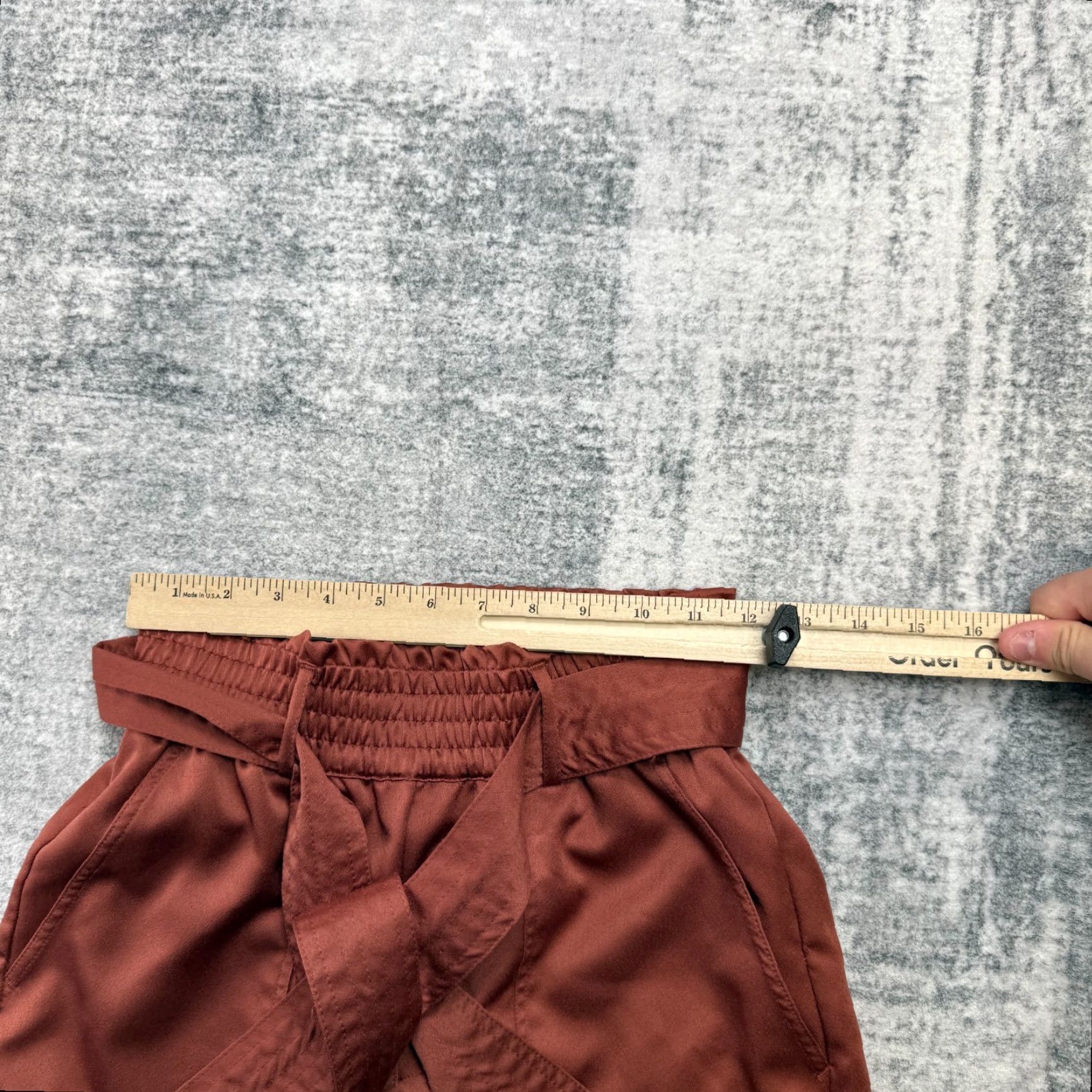 Abercrombie & Fitch Abercrombie & Fitch Pants Womens XS Rust Satin Paperbag High Waist Taper Tie Front Pockets Belted Elastic Size 26" / US 2 / IT 38 - 6 Thumbnail