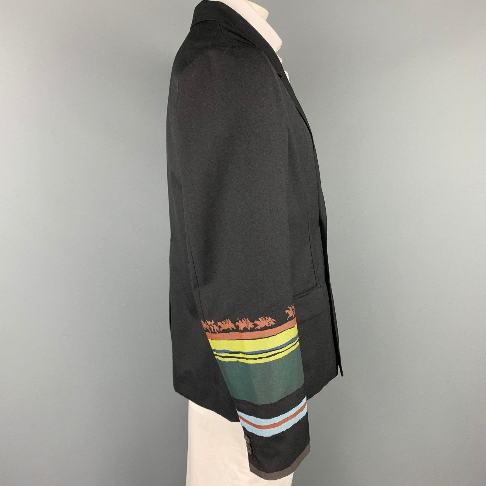 Linder 40 Black Wool / Polyester Peak Lapel Double Breasted Jacket Size US L / EU 52-54 / 3 - 3 Thumbnail