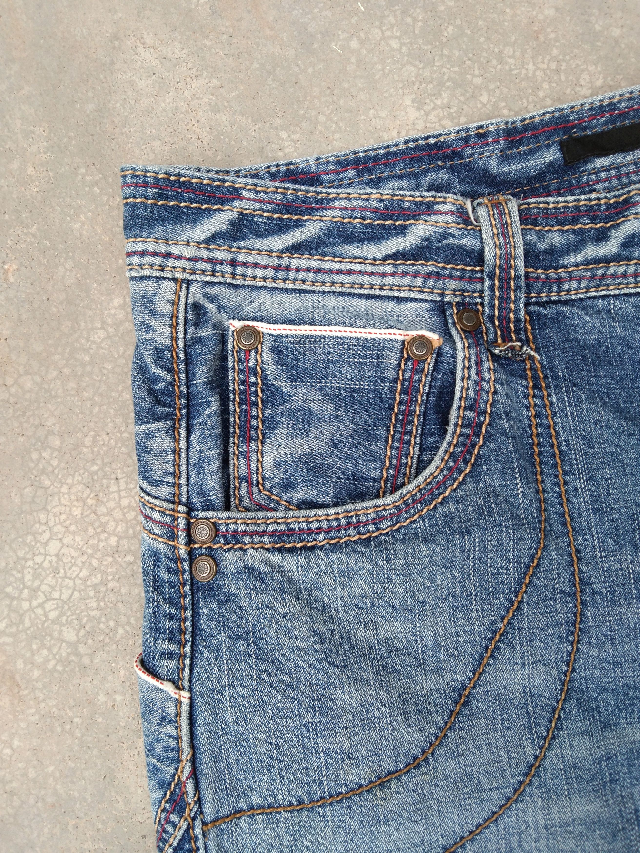 Japanese Brand Vintage Exhibitionist Selvedge Redline Jeans 33x32 Size US 33 - 4 Thumbnail