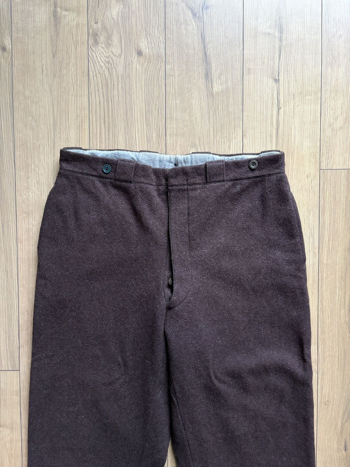 Vintage 40-50's Heavy Brown Wool Cotton Lined European Work Pants Size US 36 / EU 52 - 4 Thumbnail