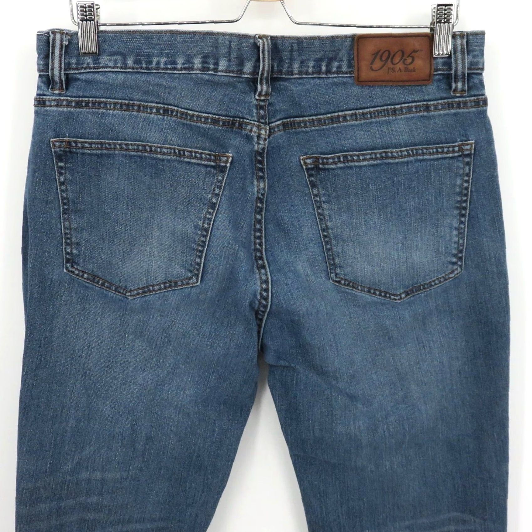 Jos A Bank Jeans Men 34W 32L Tailored Fit Denim Blue Cotton Blend 5-Pocket Inseam 32in Straight Pants