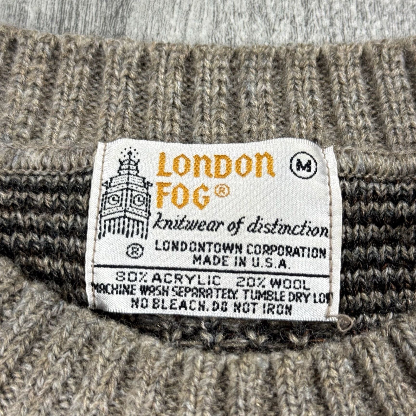 London Fog VINTAGE LONDON FOG 90s Textured Knit Sweater Men’s Pullover Size M Brown Cable-Knit Regular Fit Size US M / EU 48-50 / 2 - 3 Thumbnail