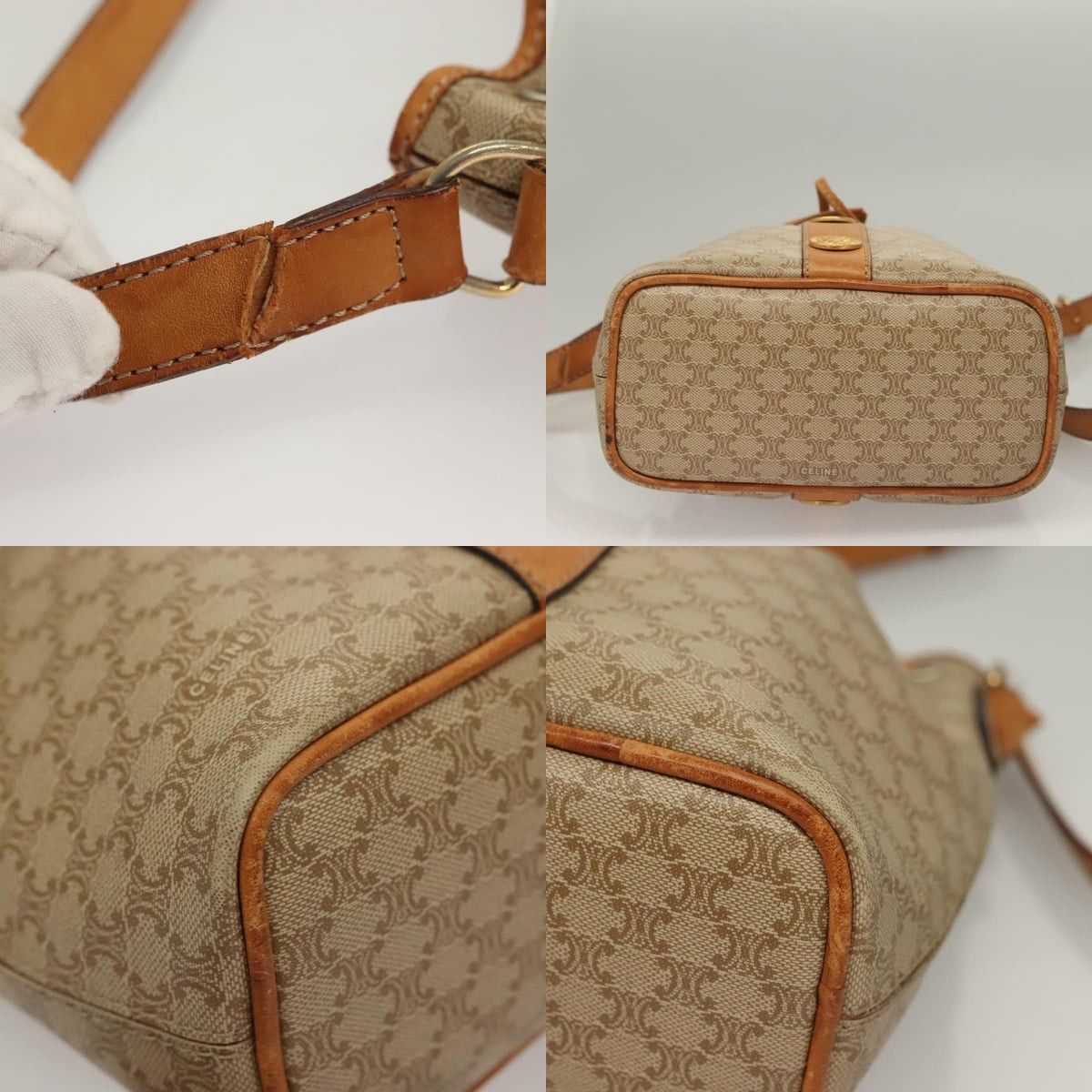 Celine CELINE Macadam Canvas Shoulder Bag Pvc Beige Gold Size ONE SIZE - 10 Thumbnail