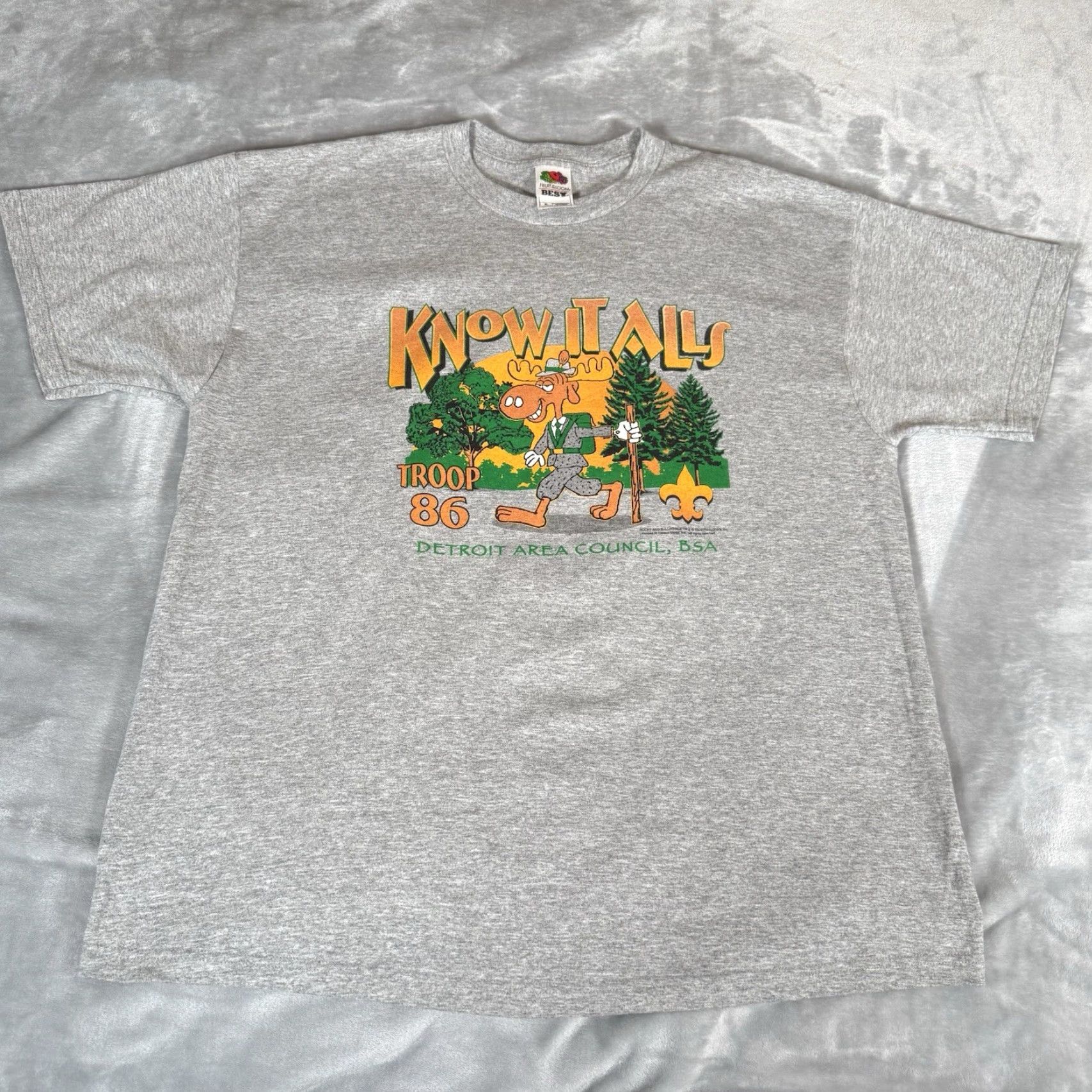 Vintage VINTAGE Rocky And Bullwinkle T Shirt Men XL Gray Cartoon Logo 2000s Troop 86 Short Sleeve Crew Neck Mens XLarge Size US XL / EU 56 / 4 - 2 Thumbnail