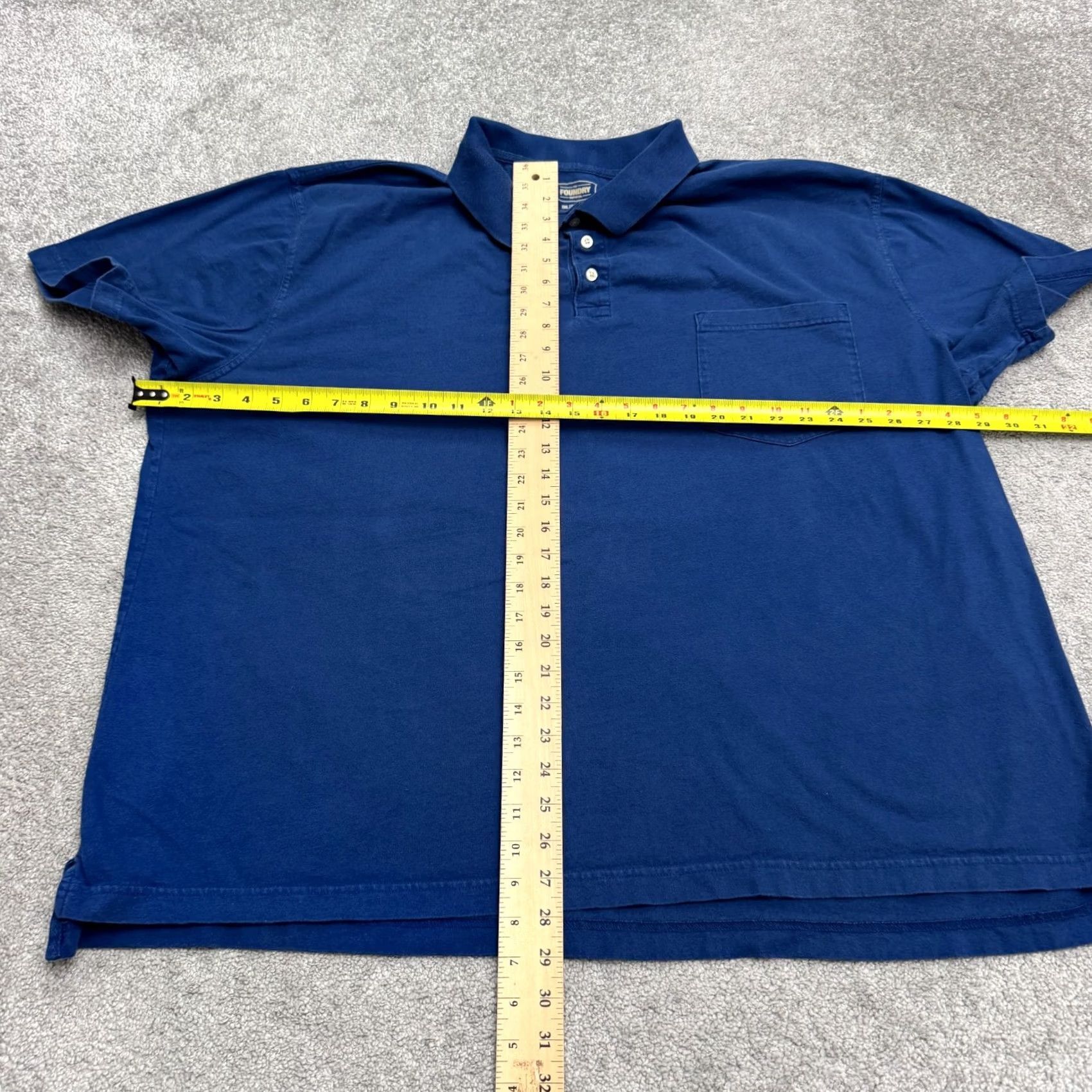 Vintage The Foundry Polo Shirt Mens 3XL Navy Blue Short Sleeve Cotton Pocket Shirt Size US XXL / EU 58 / 5 - 5 Thumbnail