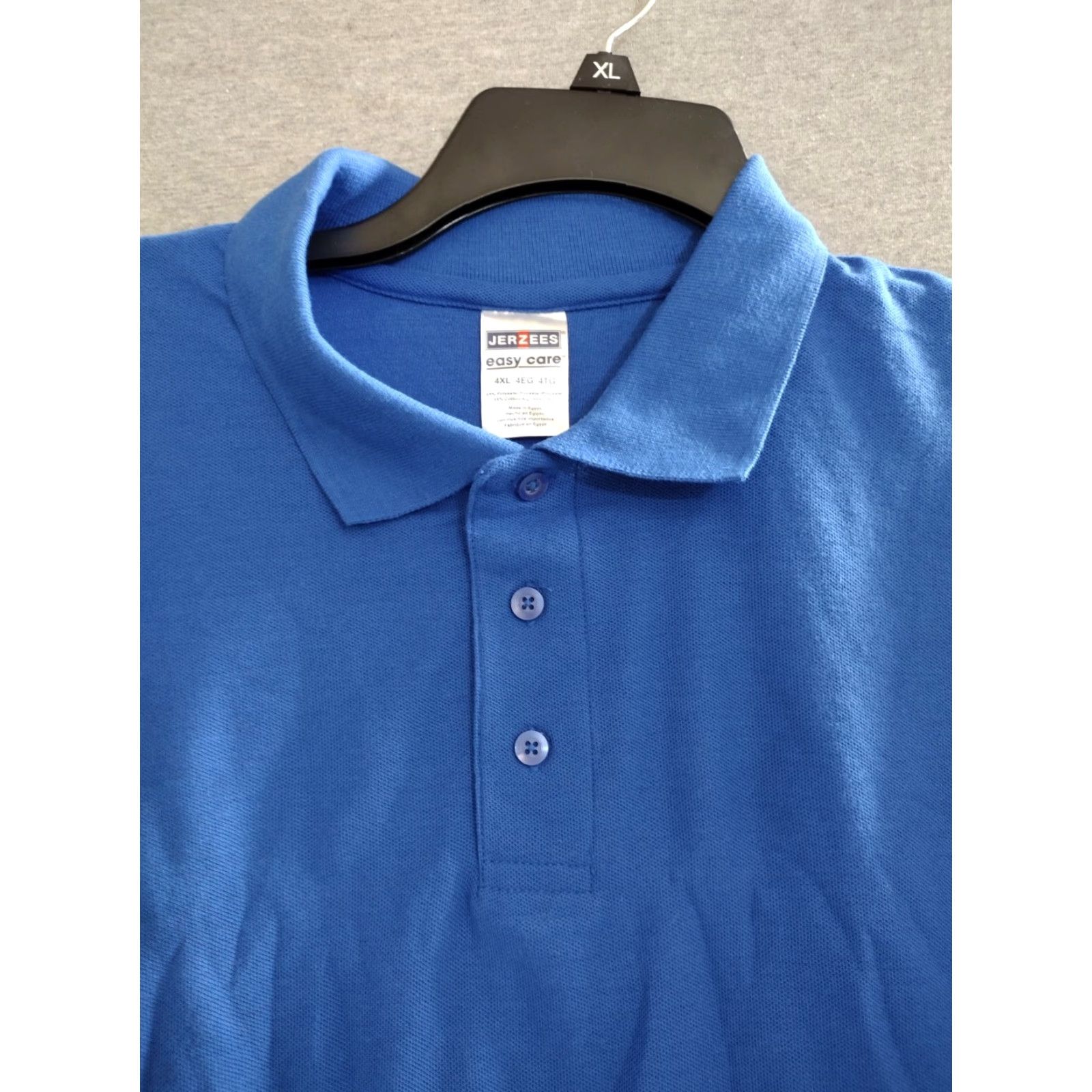 Jerzees Jerzees Polo Shirt Men Blue 4XL Shirt Regular Short Sleeve Crew Neck Color Blue Easy Care Jersey Cotton Blend Polyester 80s 90s Brand Jerzees Mens Size US XXL / EU 58 / 5 - 3 Thumbnail