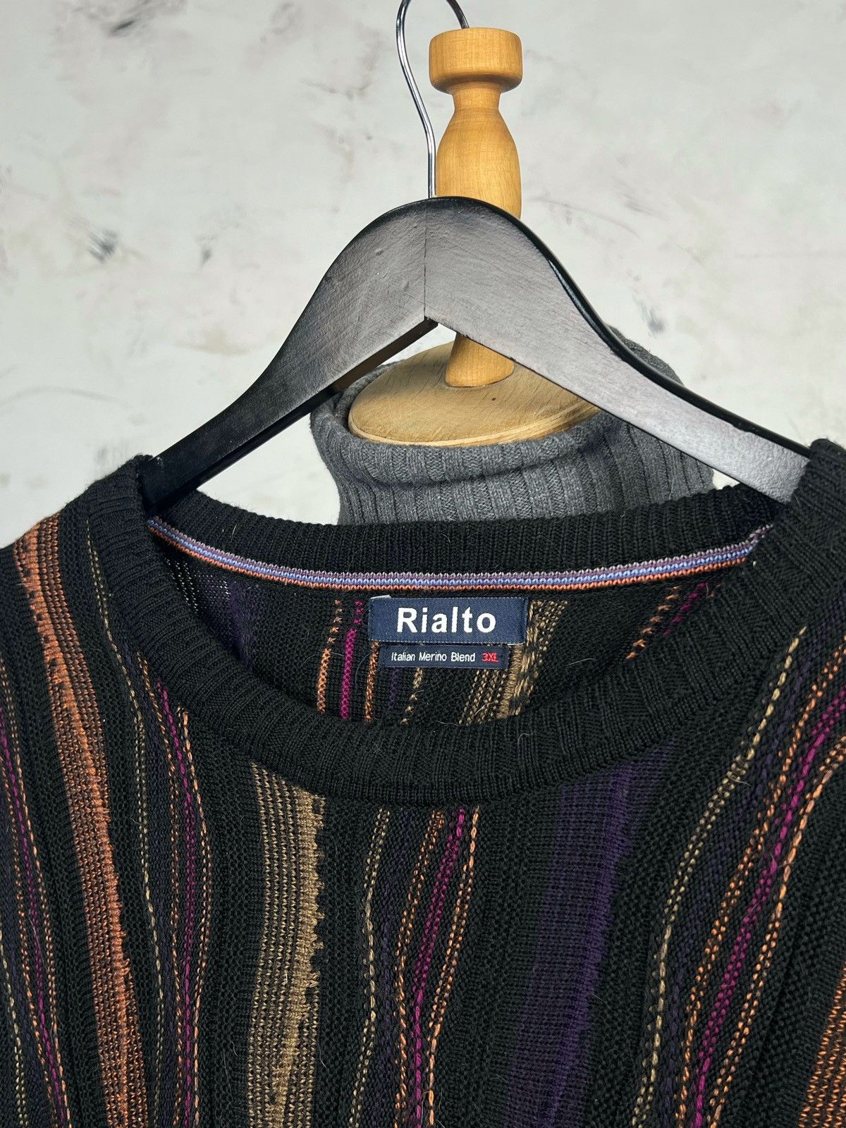 Vintage Vintage 90s Rialto Textured Knit Sweater Coogi Style XXL-3XL Size US XXL / EU 58 / 5 - 4 Thumbnail