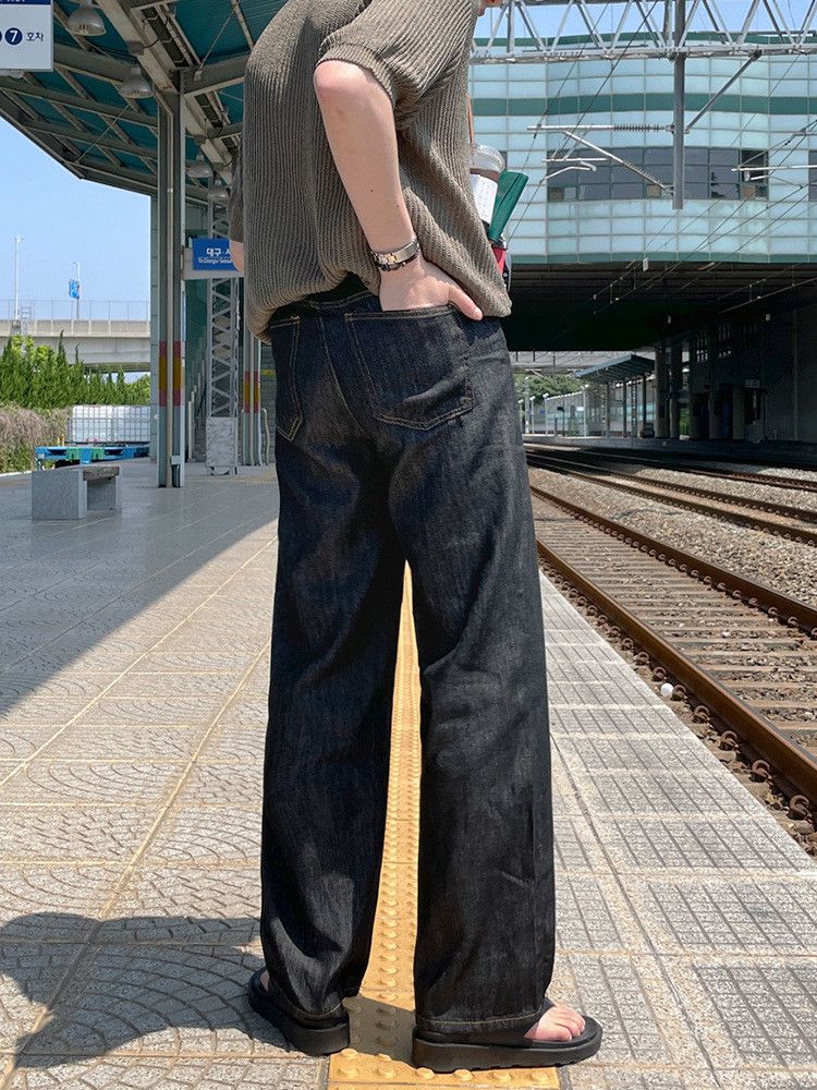 Japanese Brand × Jean Retro black loose wide leg straight leg jeans Size US 32 / EU 48 - 2 Thumbnail