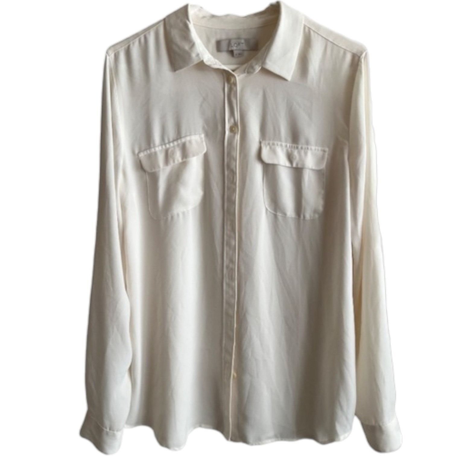 Ann Taylor LOT 2 ANN TAYLOR Loft Beige Semi Sheer Long Sleeve Top, M Size M / US 6-8 / IT 42-44 - 9 Thumbnail