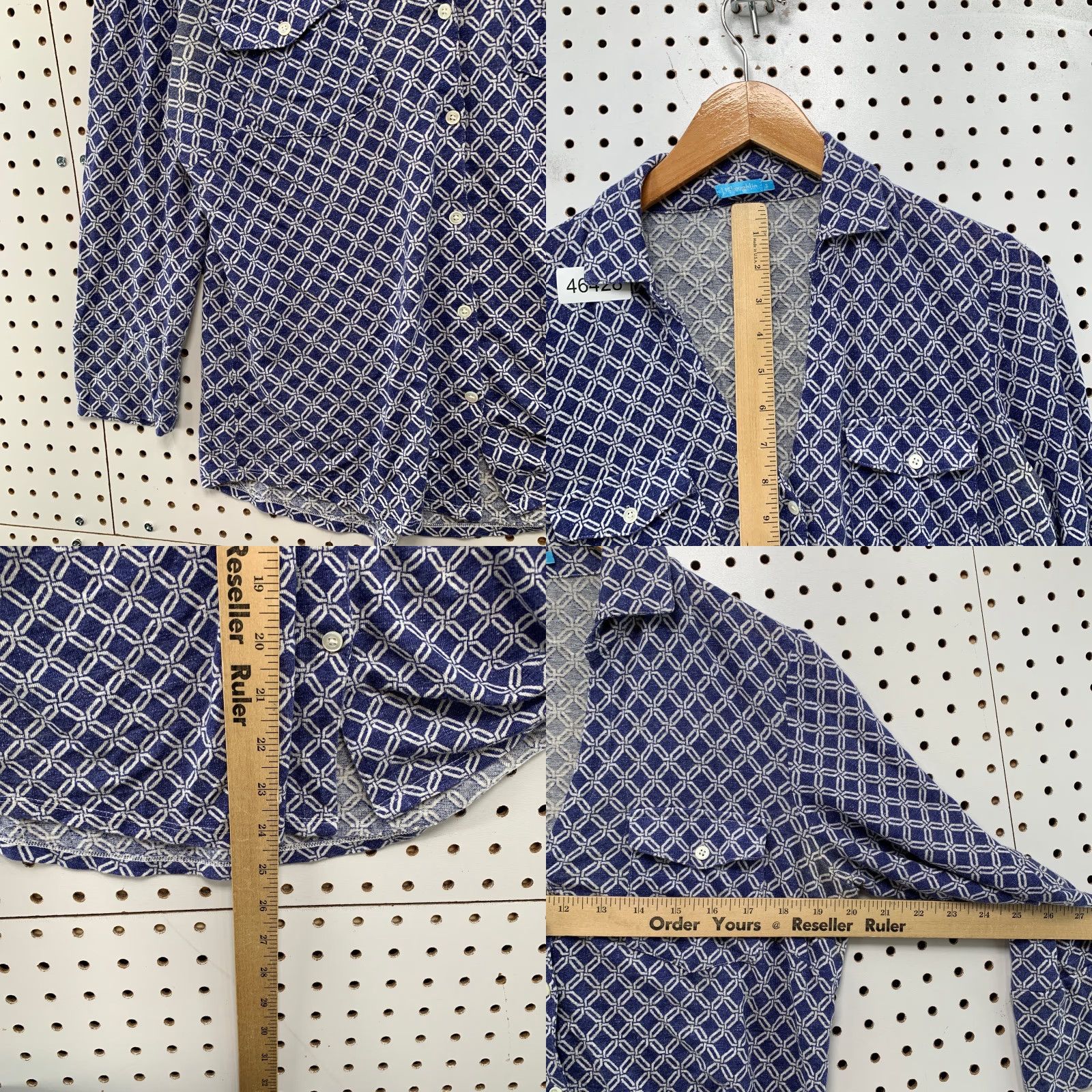 J.McLaughlin J. McLaughlin Shirt Womens Small Blue White Linen Blend Button Front Print Top Size S / US 4 / IT 40 - 8 Thumbnail