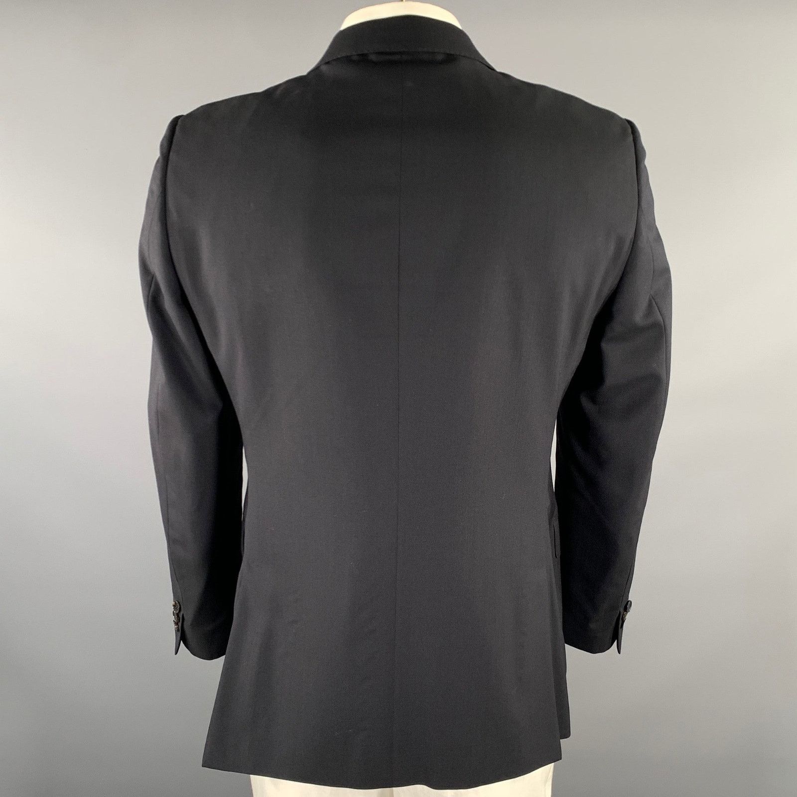 Gucci GUCCI Size 42 Navy Solid Wool Notch Lapel Sport Coat Size 42R - 4 Thumbnail