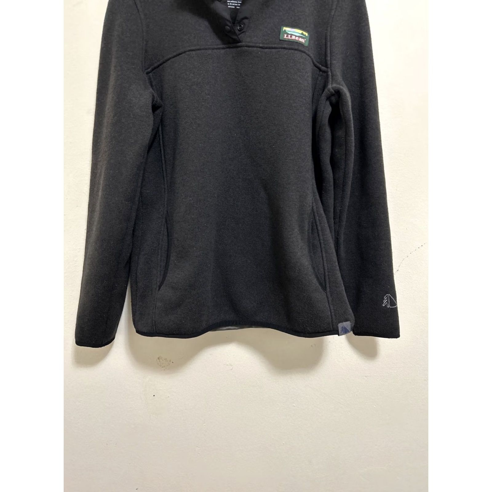 Vintage VINTAGE LL Bean Sweater Womens Small Black 1/4 T-Snap Fleece Pullover Pockets 292726 Size S / US 4 / IT 40 - 3 Thumbnail