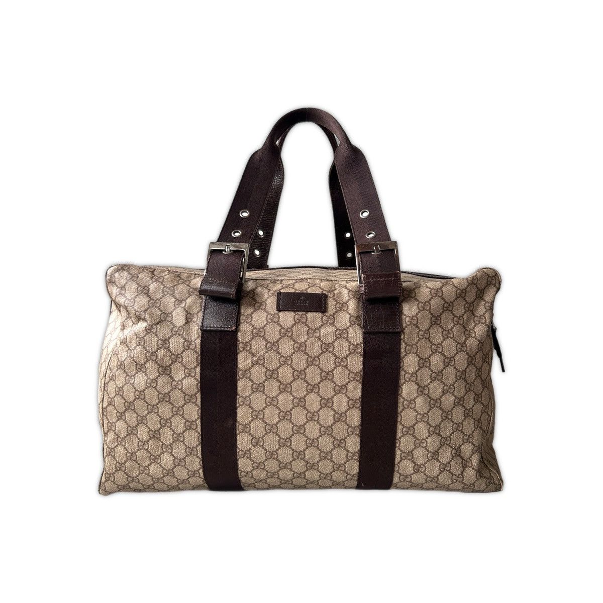 image of Gucci Monogram Holdall Bag in Beige, Women's