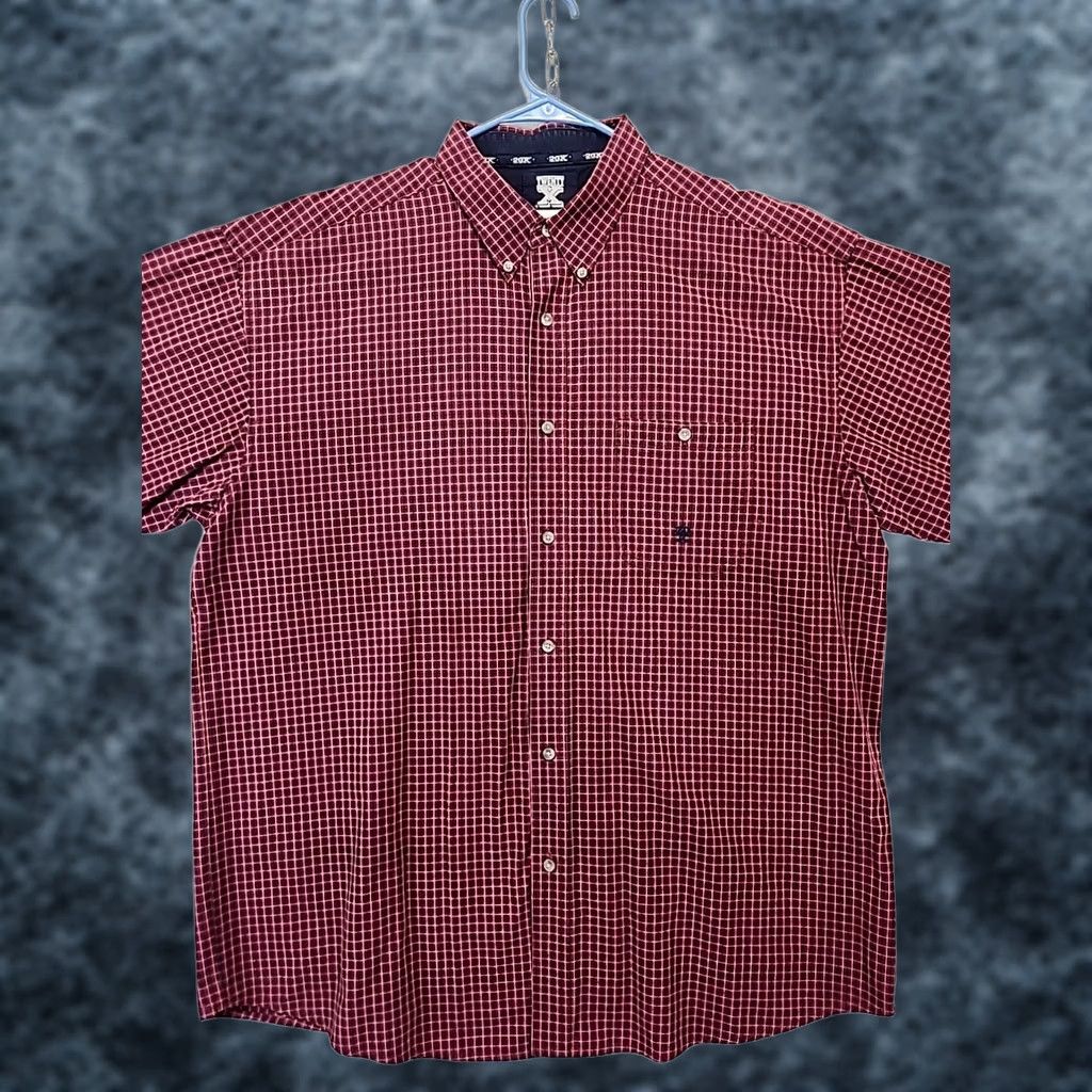 Wrangler Wrangler 20X Western Dress Shirt Red Plaid Button-Up 2XL Mens Cotton Long Sleeve Cowboy Outdoor Workwear Shirt Size 48R - 1 Thumbnail