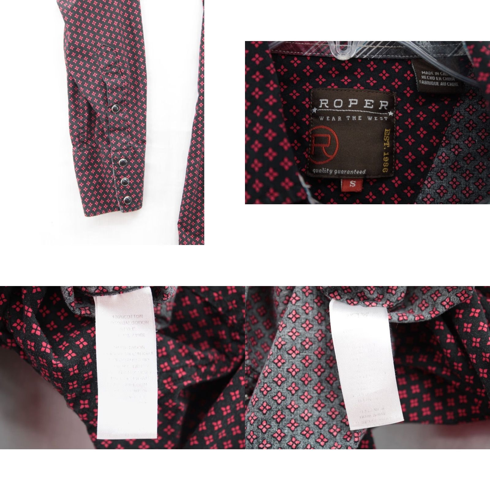 Roper VINTAGE Roper Western Wear Shirt Mens Small Red Black Geometric Pearl Snaps Cowboy Rodeo Size US S / EU 44-46 / 1 - 8 Thumbnail