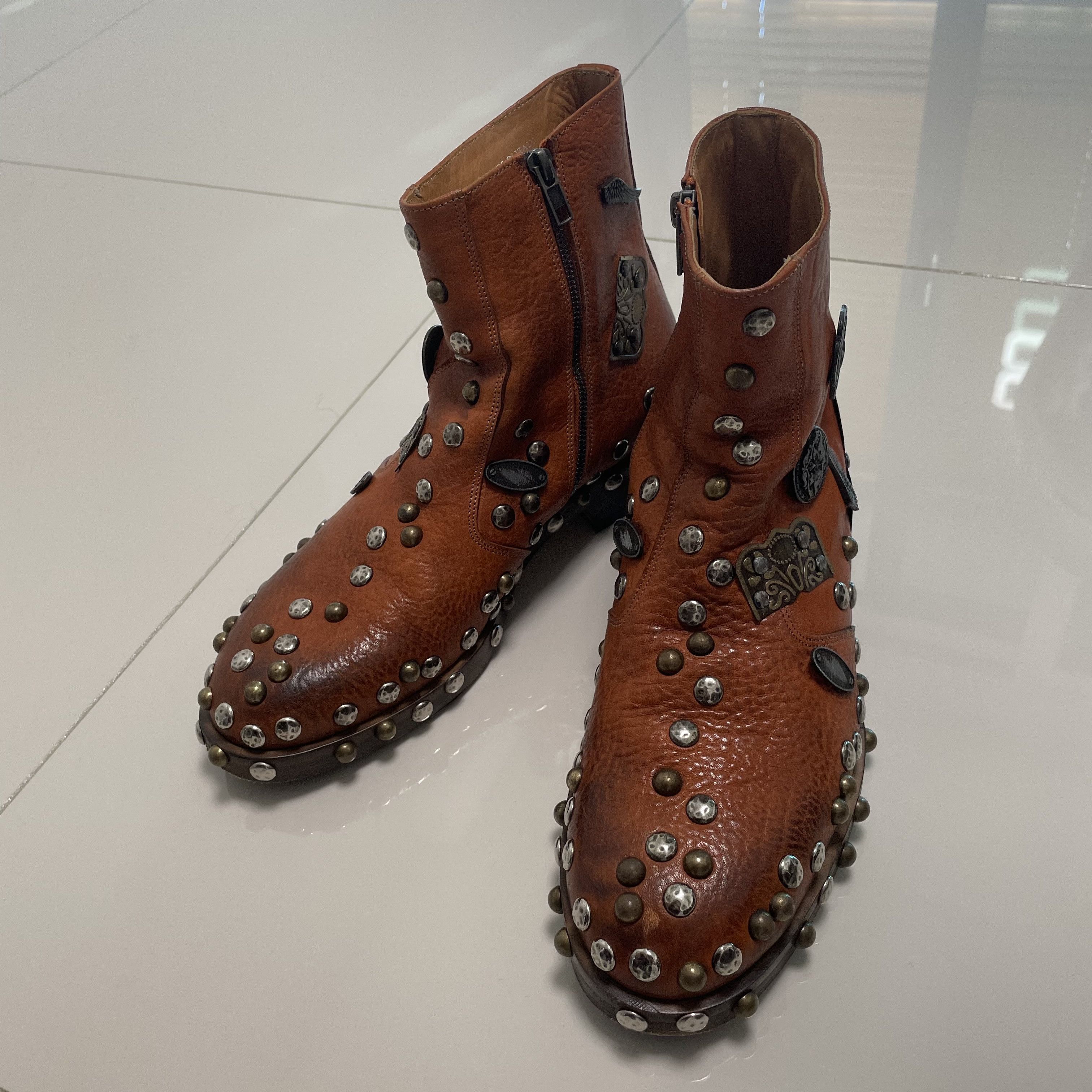 image of Maison Margiela 16Ss Studded Boots in Brown, Men's (Size 8)