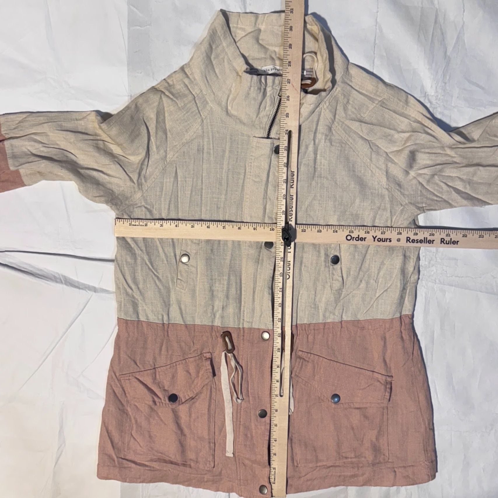 Vintage Blu Pepper Jacket Sz L Pink/Beige Two-Tone Linen-Blend Size L / US 10 / IT 46 - 6 Thumbnail