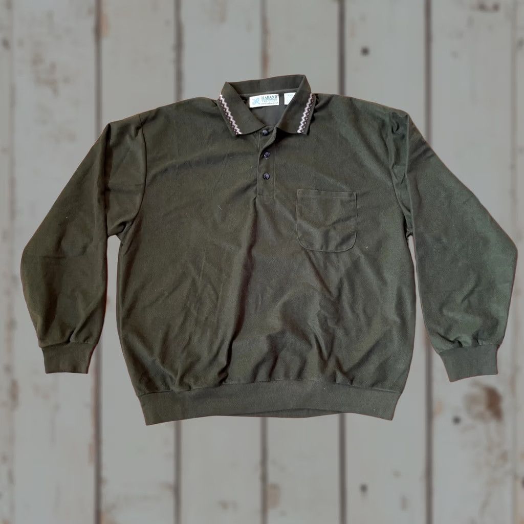 Haband VINTAGE Haband Polo Shirt Dark Forest Green 90s XL Long Sleeve Men Shirt XS? Size US XL / EU 56 / 4 - 1 Thumbnail
