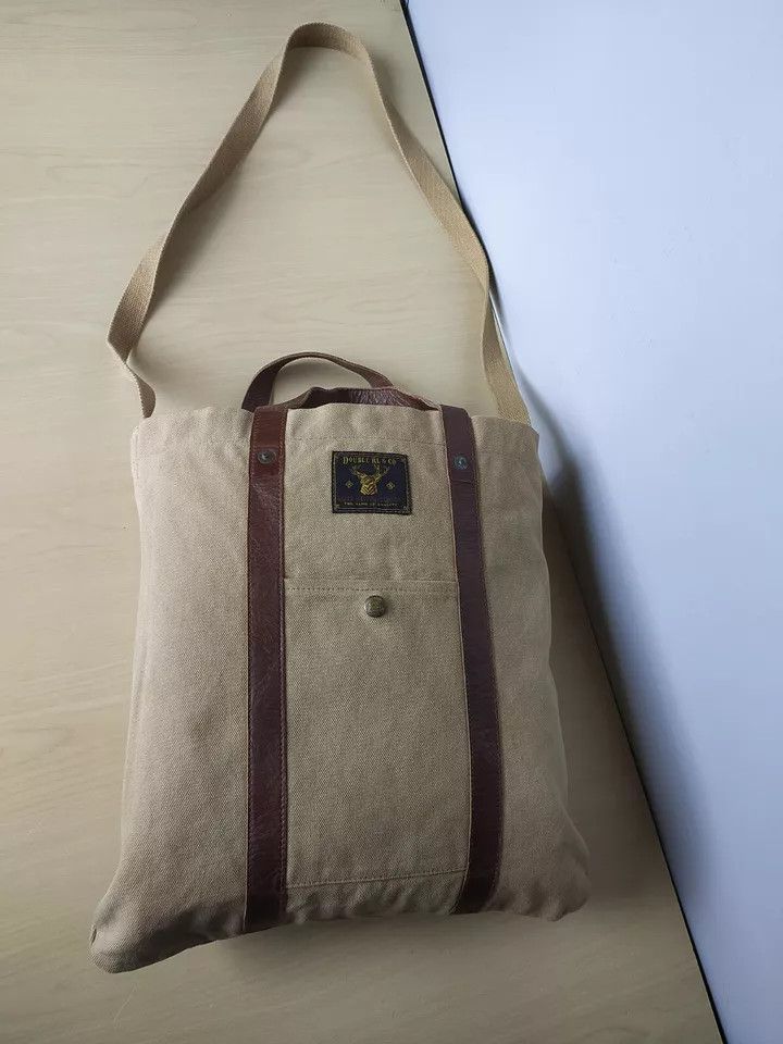 RRL Ralph Lauren RRL - Leather-Print Cotton-Canvas Tote Bag IFD-0002 Size ONE SIZE - 2 Thumbnail
