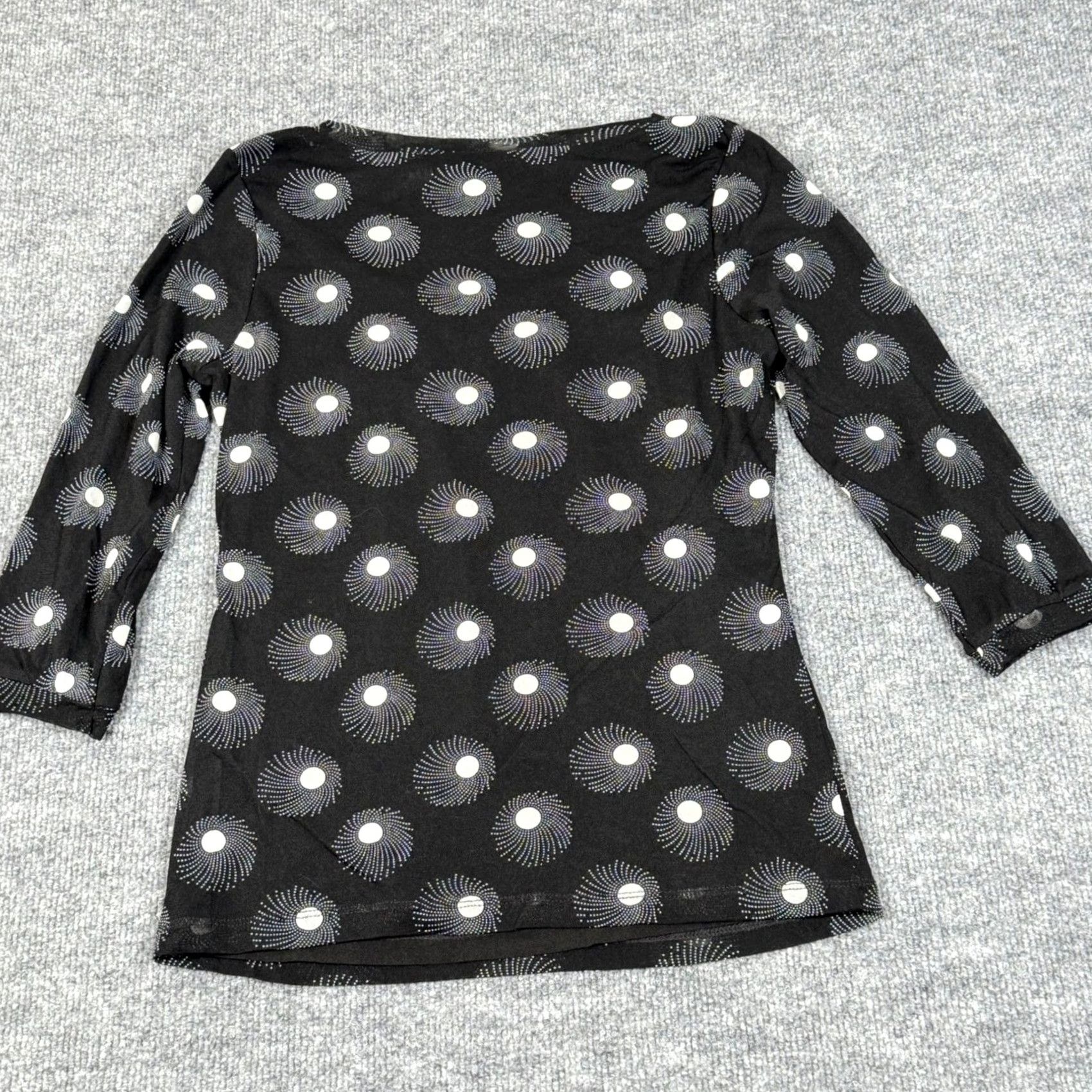 Liz Claiborne Liz Claiborne Black Abstract Dot Print 3/4 Sleeve Knit Top Womens Shirt M Size M / US 6-8 / IT 42-44 - 2 Thumbnail