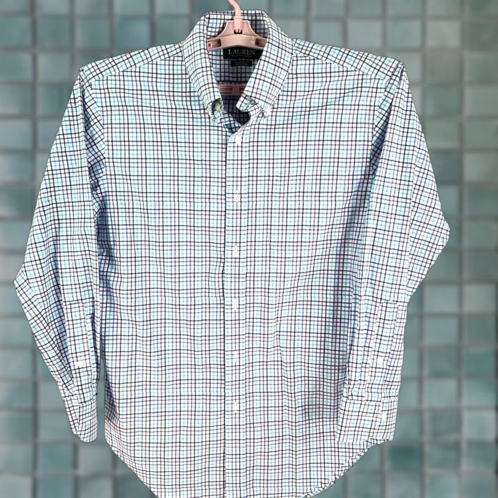 Ralph Lauren Ralph Lauren Button-Up Shirt Mens 15.5 / 33 Blue Check Non-Iron Classic Fit Dress Shirt Size US M / EU 48-50 / 2 - 1 Thumbnail