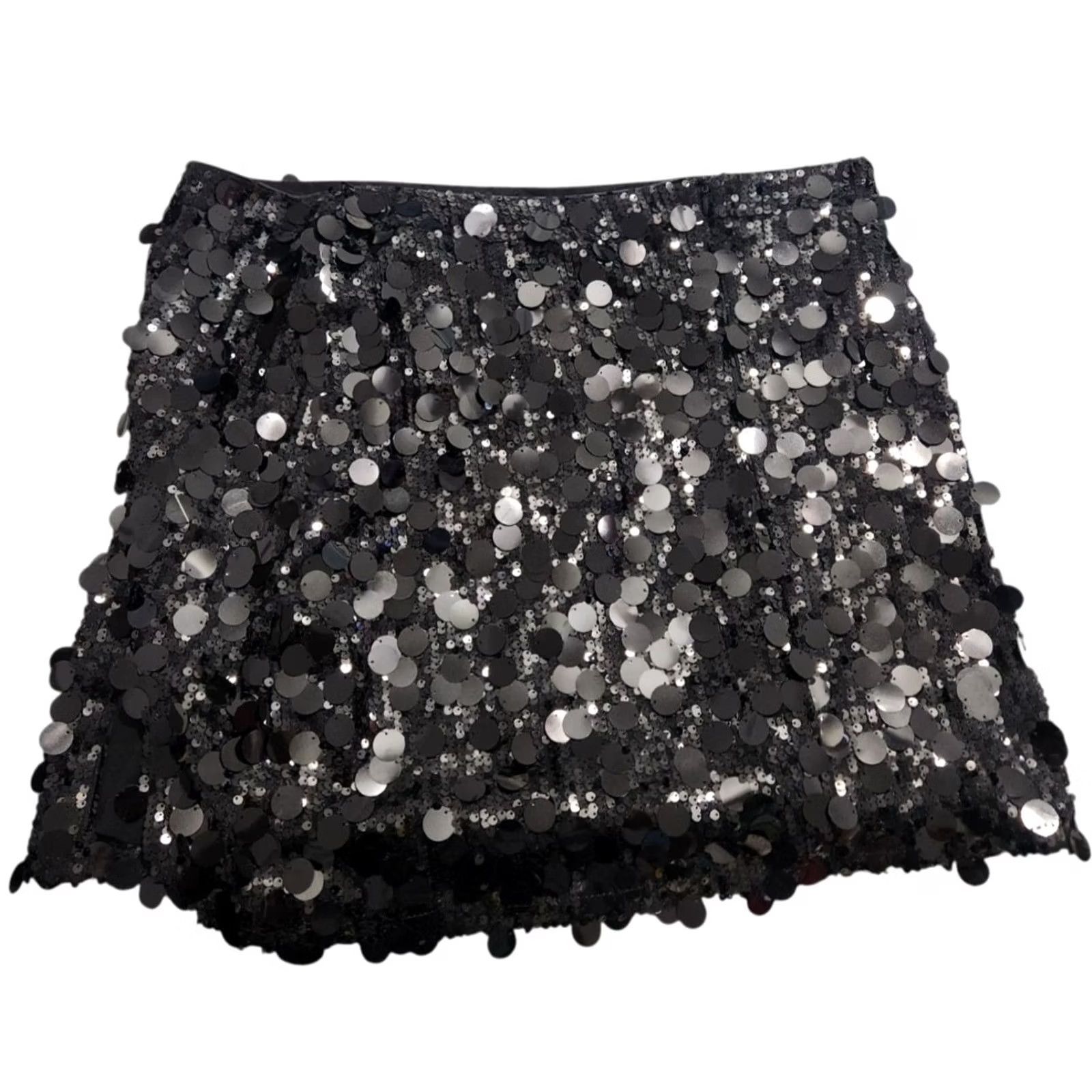 Nasty Gal Nasty Gal Black Sequin Mini Skirt 16 Womens Zip Size 38" / US 16 / IT 52 - 2 Thumbnail