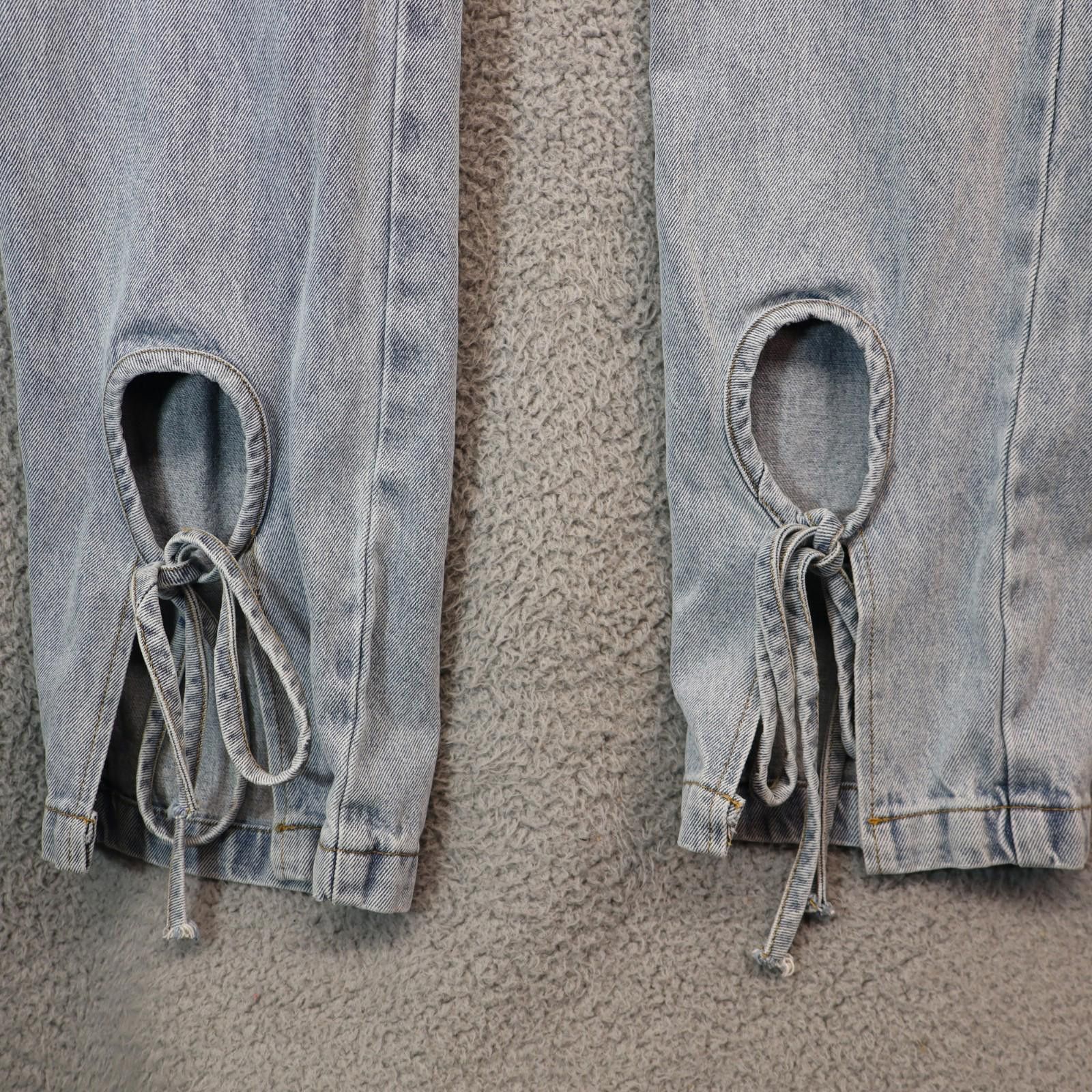 Other 12th Tribe Women Medium Blue Jeans Wide leg Tie Cuff Unique Size 32" / US 10 / IT 46 - 4 Thumbnail