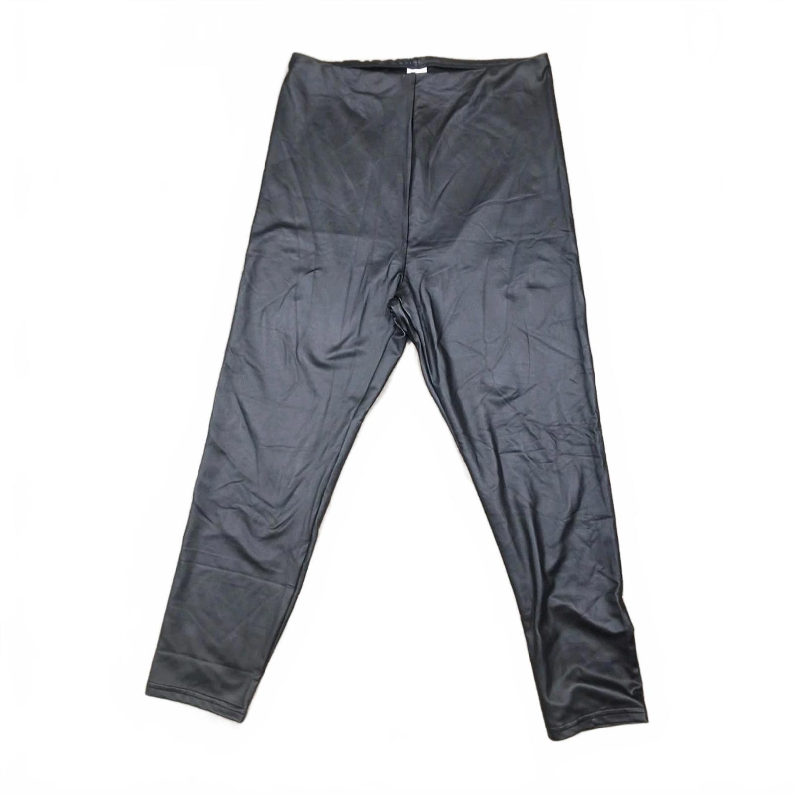 The Unbranded Brand Women’s XL Black Leggings Shiny Vegan Leather Pants Size 40" / US 18 - 1 Thumbnail