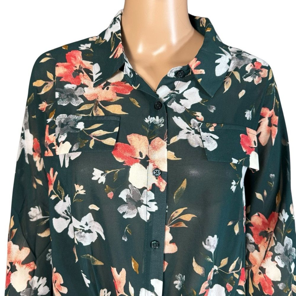 Adrianna Papell NWT New $89 Adrianna Papell Floral Long Sleeve Front Tie Gr Size L / US 10 / IT 46 - 2 Thumbnail