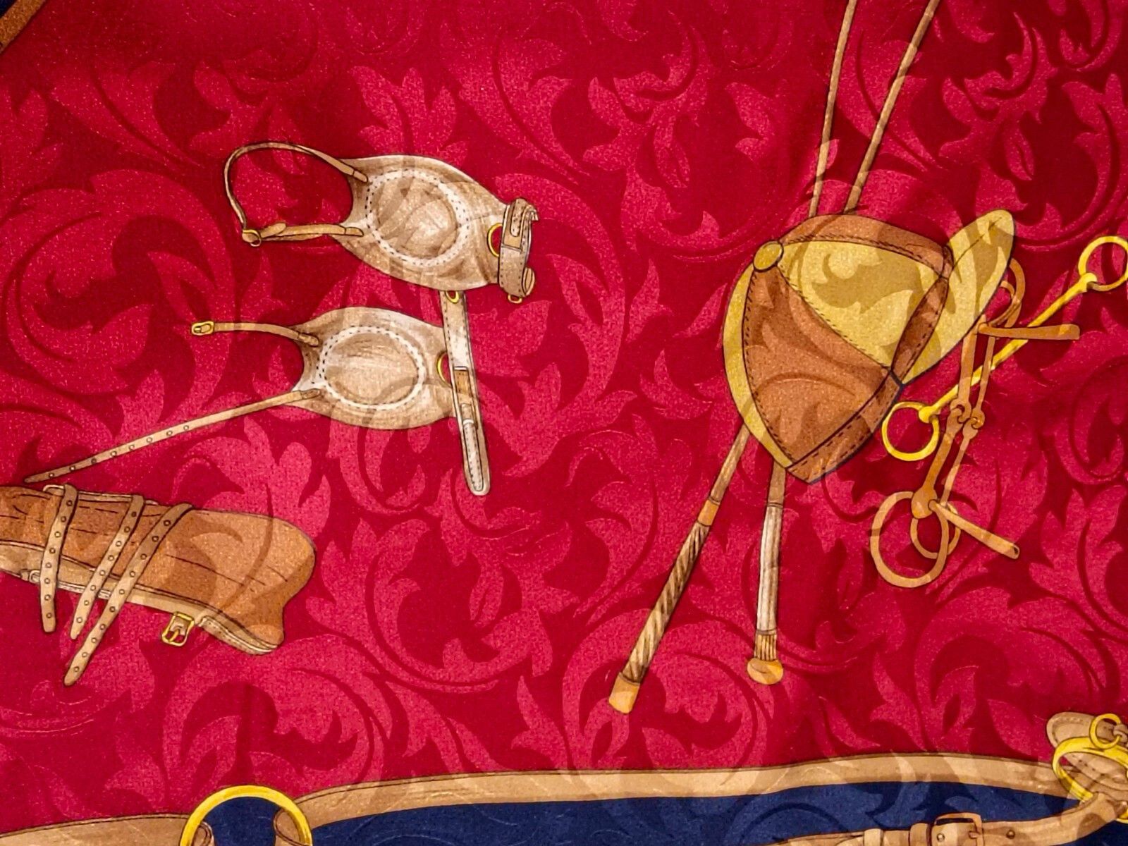 Other JEAN PAREL Paris Horse Jockey Blue Red Gold Silk Scarf Size ONE SIZE - 6 Thumbnail