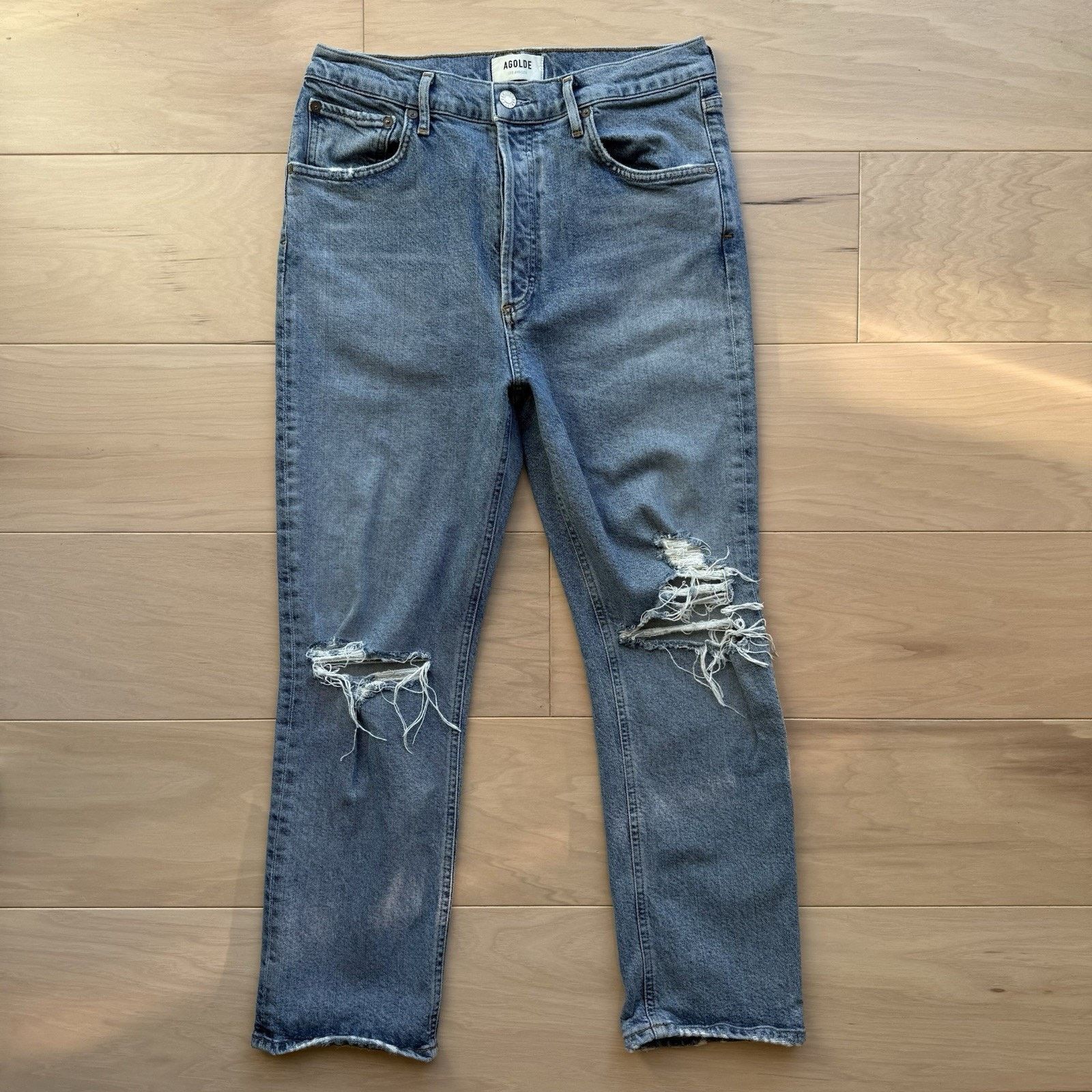 Agolde Agolde Riley Crop Jeans Women's 29 Blue High Rise Glam Size 29" - 2 Thumbnail