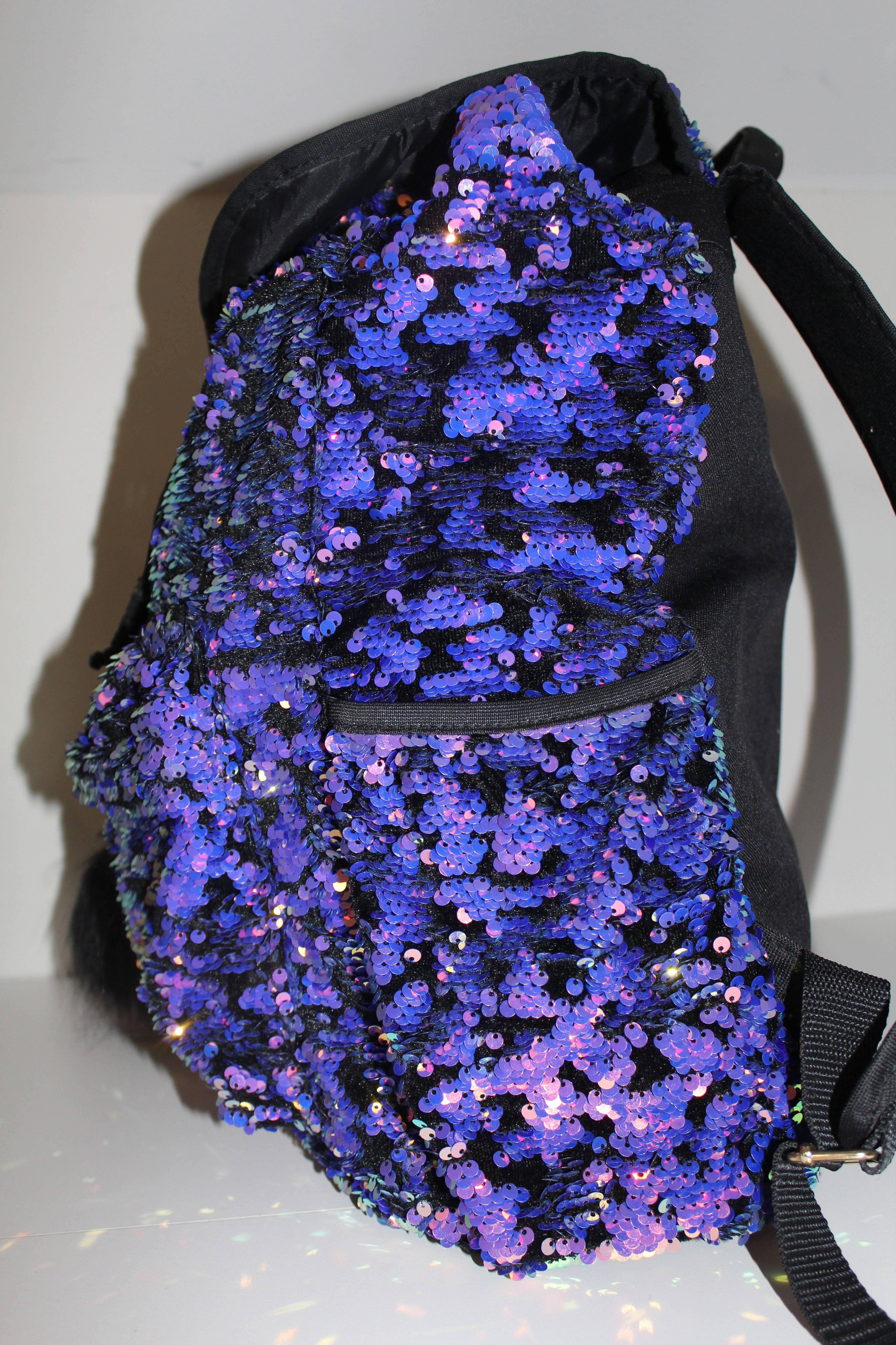 Other Justice Purple Black Forever Backpack Drawstring Sparkle Size ONE SIZE - 4 Thumbnail
