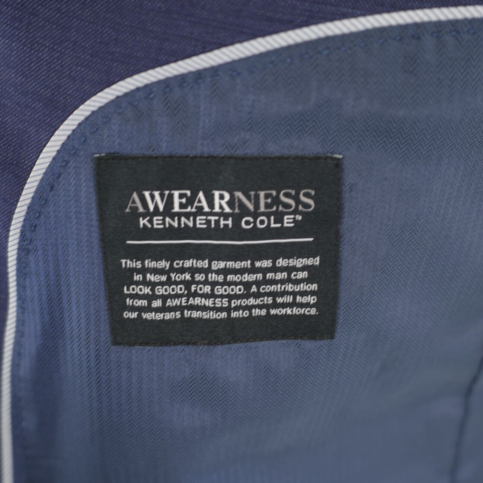 Kenneth Cole Kenneth Cole Awearness Wool Blue Birdseye 2 Button Blazer 44 Size 44S - 8 Thumbnail