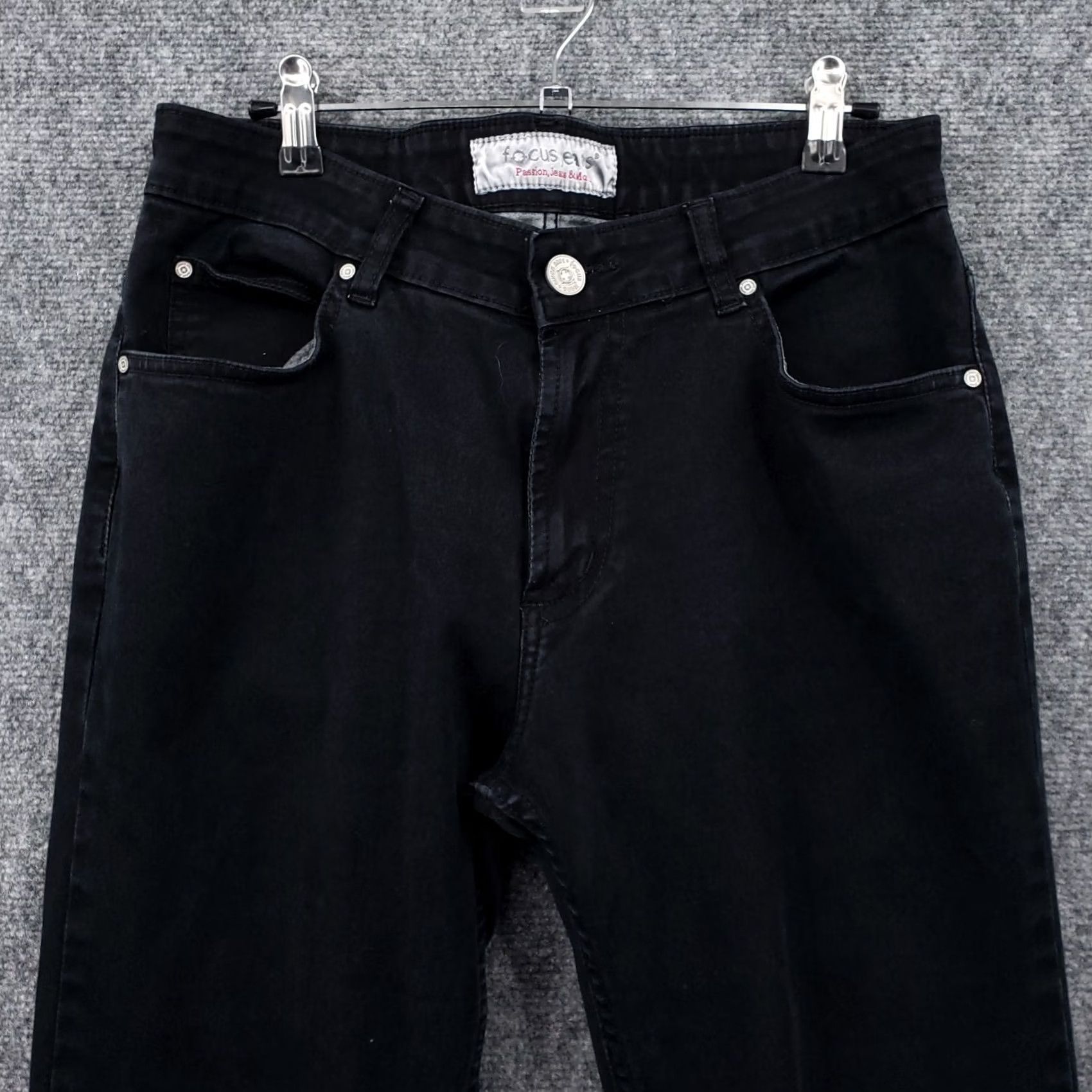 Denime Focus Jeans Womens Size 34 Mid Rise Skinny Leg Dark Wash Black Denim Jeans Size 24" / US 00 / IT 34 - 2 Thumbnail