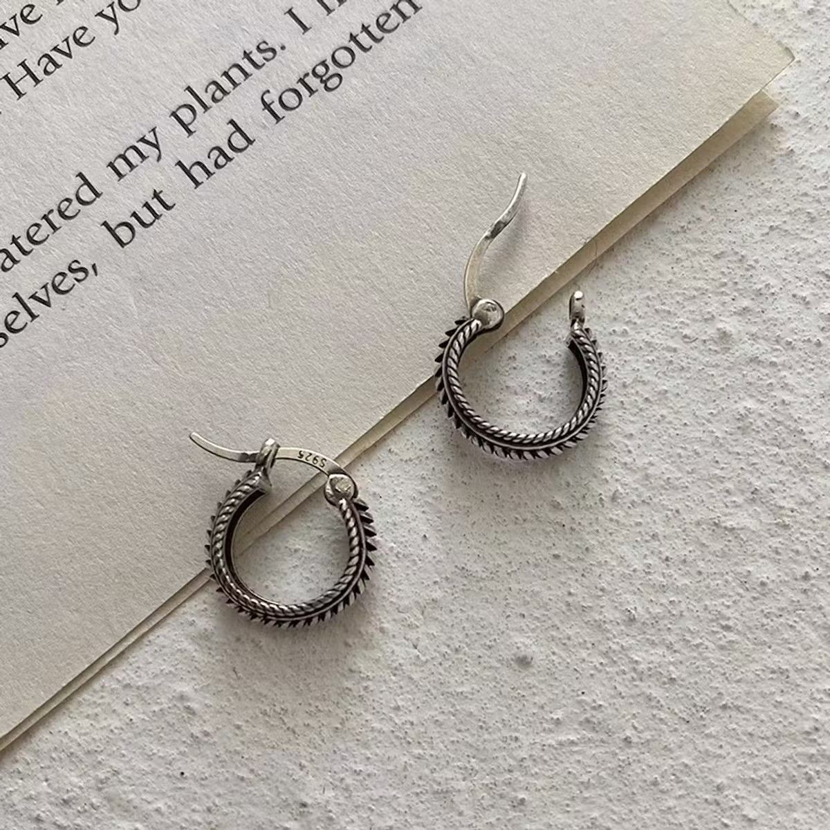 Vintage 100%925 silver retro punk earrings Size ONE SIZE - 2 Thumbnail