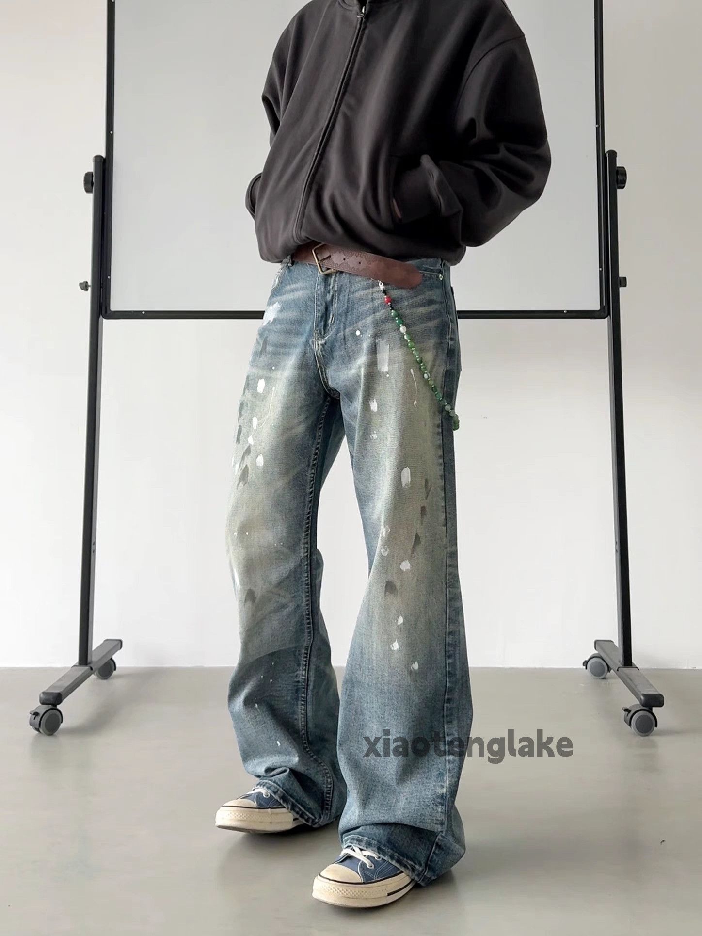 Jean × Vintage Washed faded cleanfit paint rusty stain baggy jeans Size US 30 / EU 46 - 2 Thumbnail