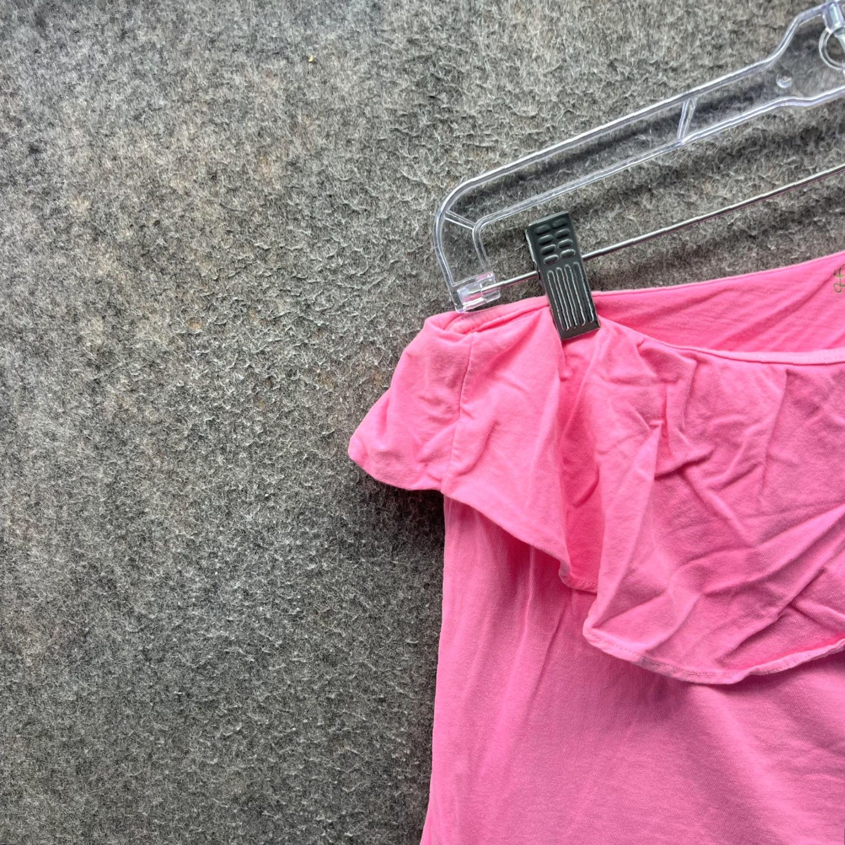 Lilly Pulitzer VINTAGE Lilly Pulitzer Shirt Womens Medium Pink One Shoulder Ruffle Flutter Sleeve Top Size M / US 6-8 / IT 42-44 - 5 Thumbnail