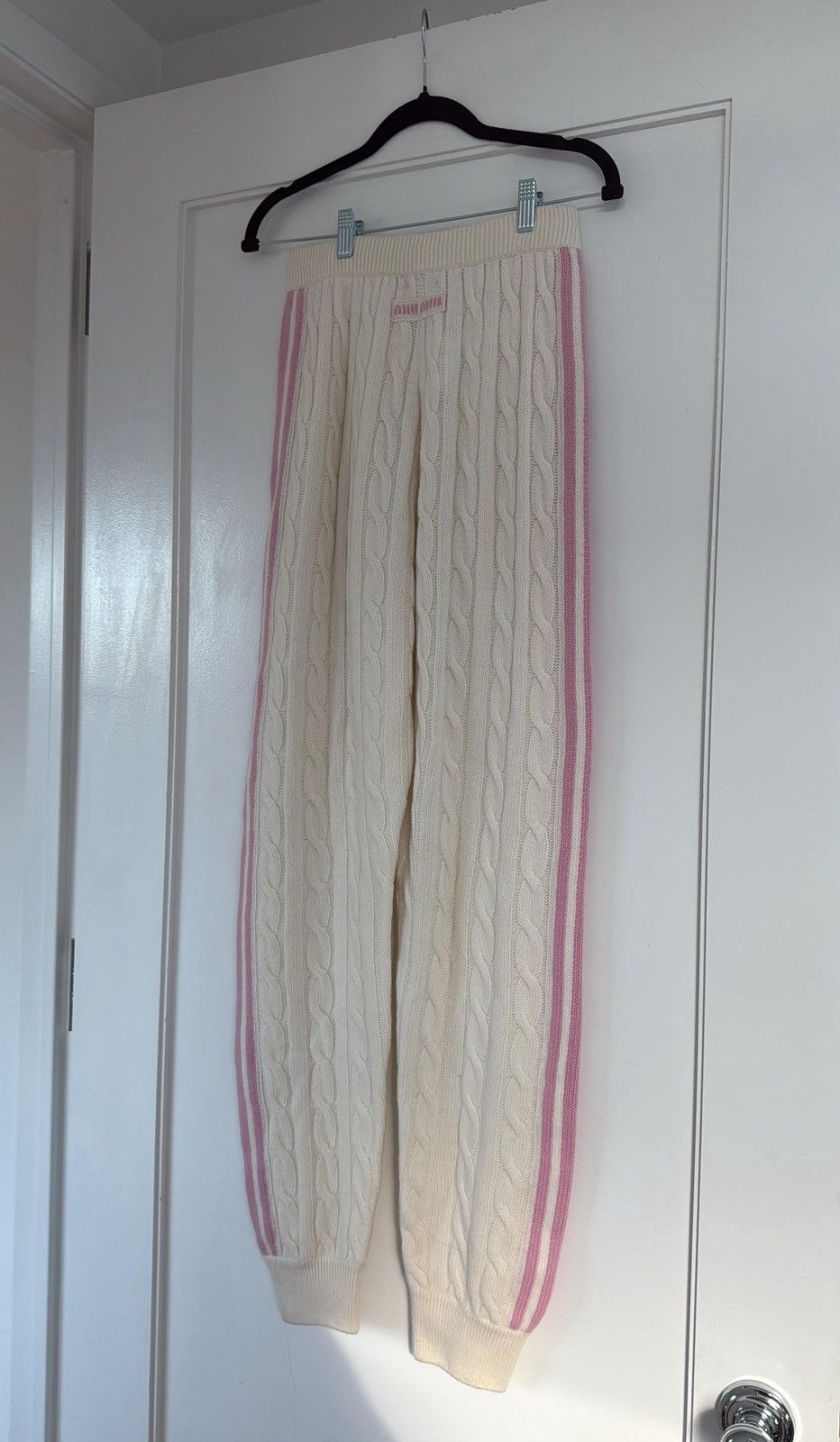 Miu Miu 🔥$2.5K VALUE🔥Miu Miu Cashmere Side-Stripe Cable Wool Joggers Size 27" / US 4 / IT 40 - 2 Thumbnail