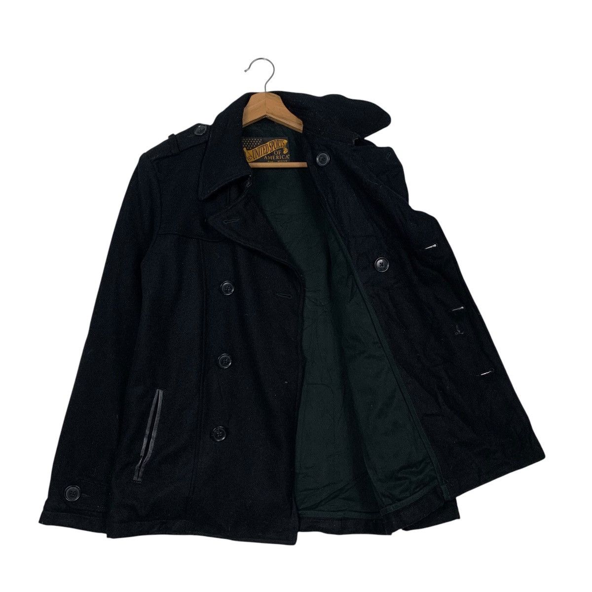 Japanese Brand UNITED SPORT Of AMERICA Double Breast Wool Coat #2379-C107 Size US M / EU 48-50 / 2 - 9 Thumbnail