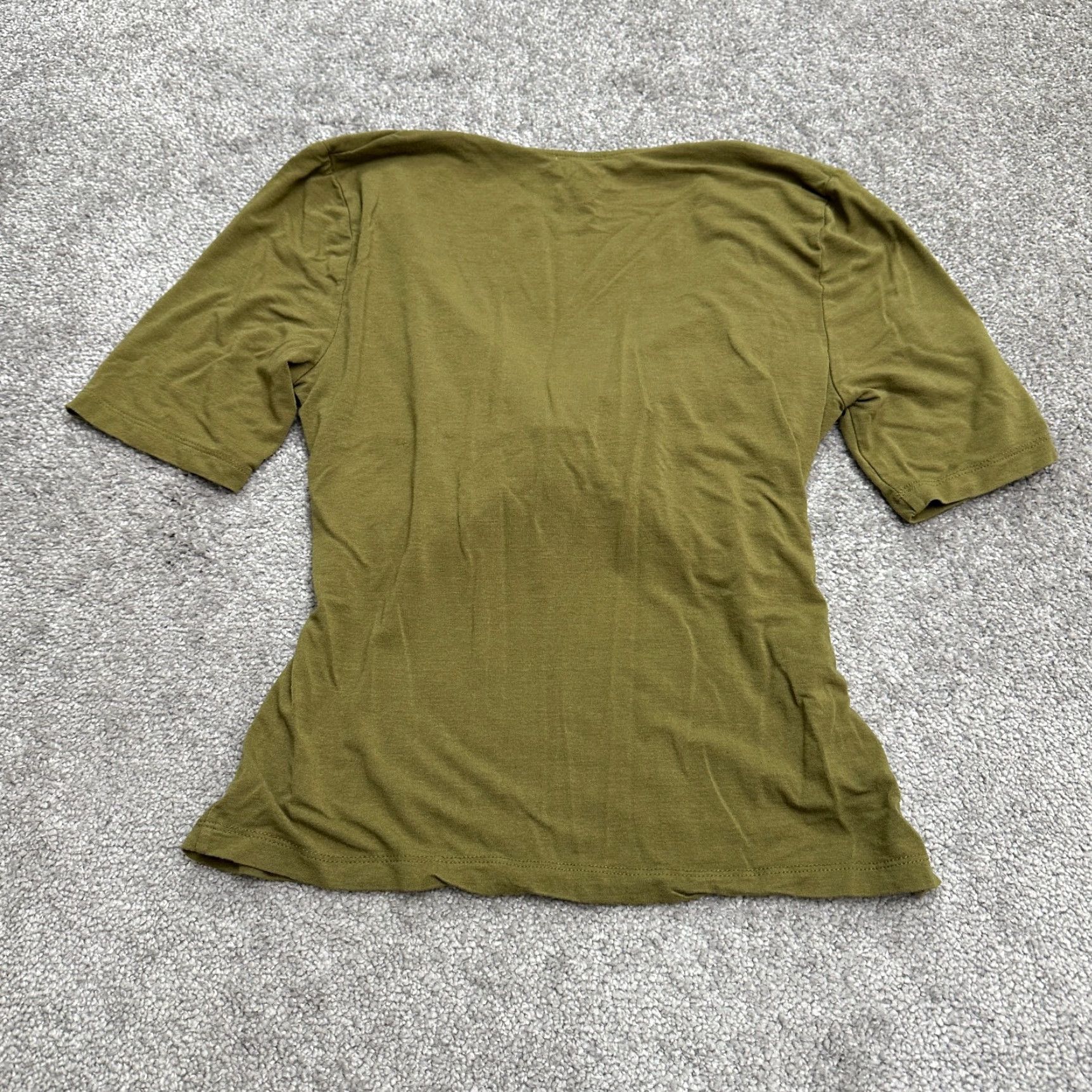 Eleventy Eleven Petite Wrap Top Blouse Womens PS Green V-Neck Short Sleeve Casual Stretch Size S / US 4 / IT 40 - 2 Thumbnail