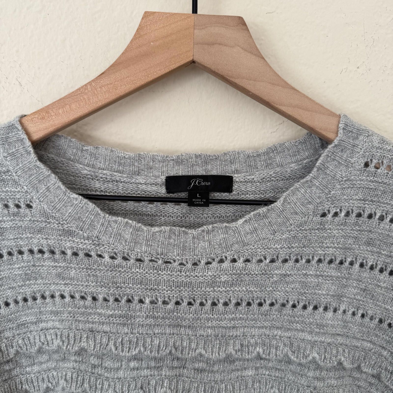 J.Crew J-Crew Sweater Women's L Grey Knit Wool Size L / US 10 / IT 46 - 2 Thumbnail