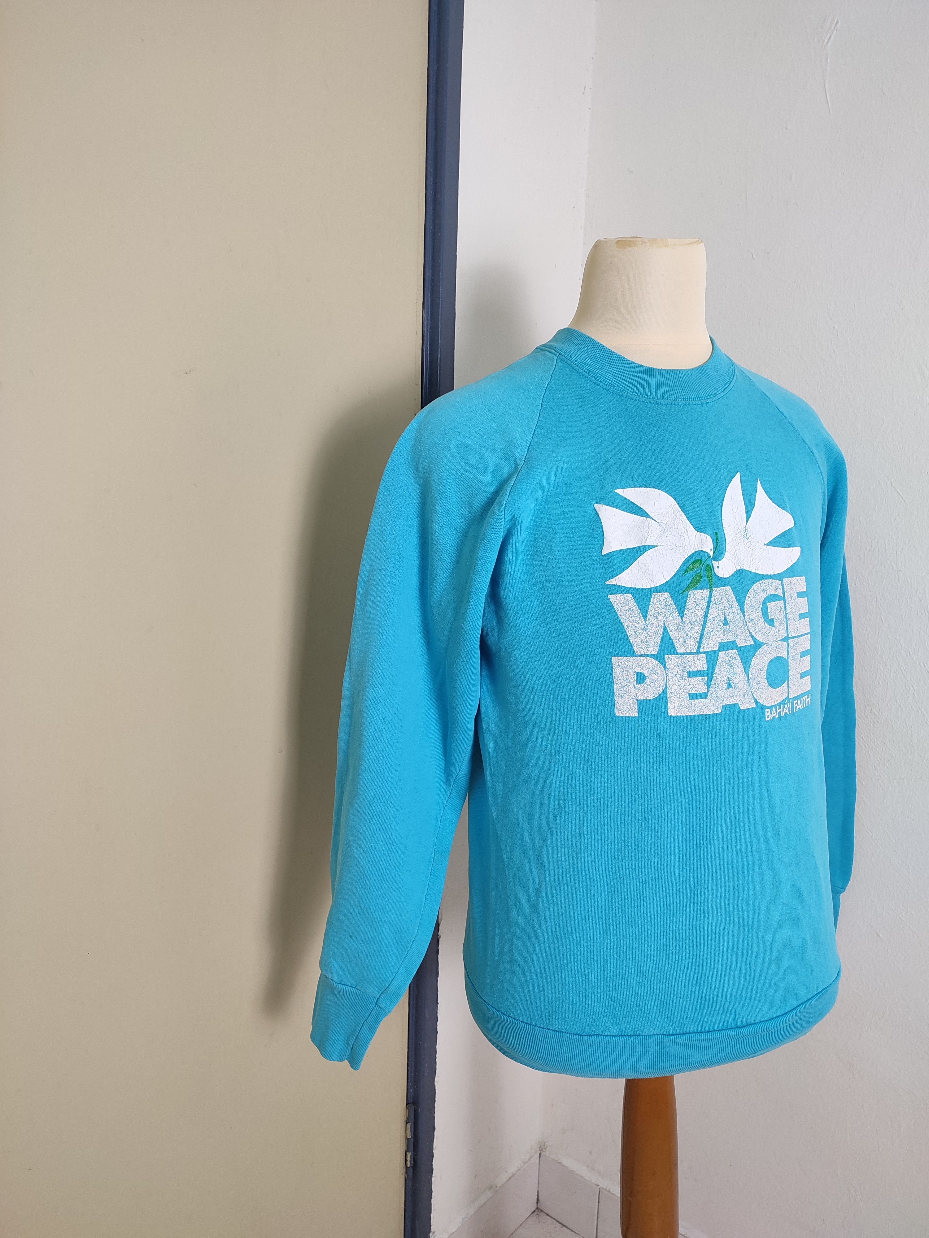 TEE JAYS Vintage Wage Peace Bahai Faith Blue Sweatshirt Size US S / EU 44-46 / 1 - 3 Thumbnail