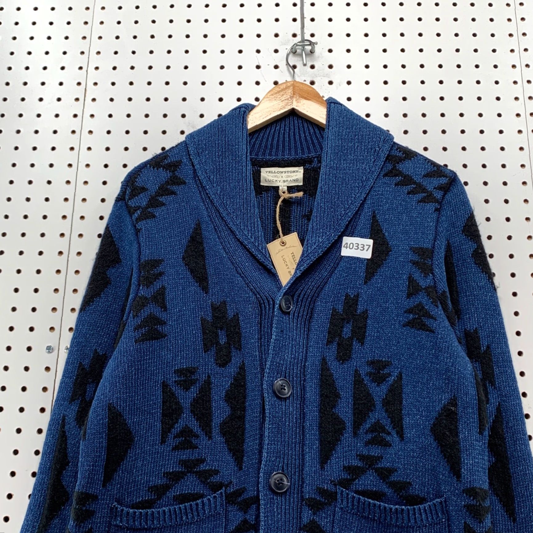 Lucky Brand VINTAGE Lucky Brand Aztec Knit Cardigan Sweater Mens Small Blue Geometric 90s Size US S / EU 44-46 / 1 - 5 Thumbnail