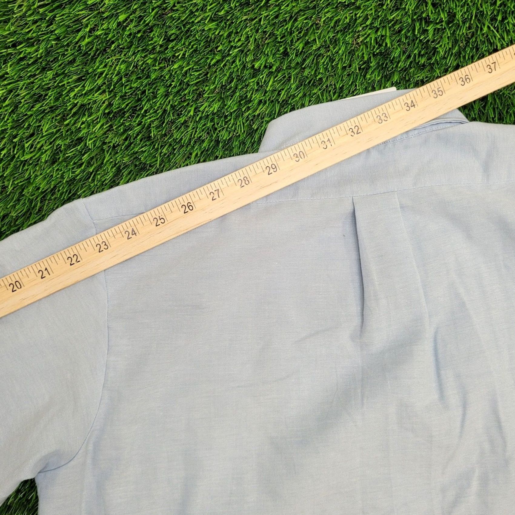 Vintage VINTAGE 90s Preppy MOD Button-Up Shirt M/L Baggy Long-Tails 24x30 Blue Shirt Mens Size US M / EU 48-50 / 2 - 3 Thumbnail