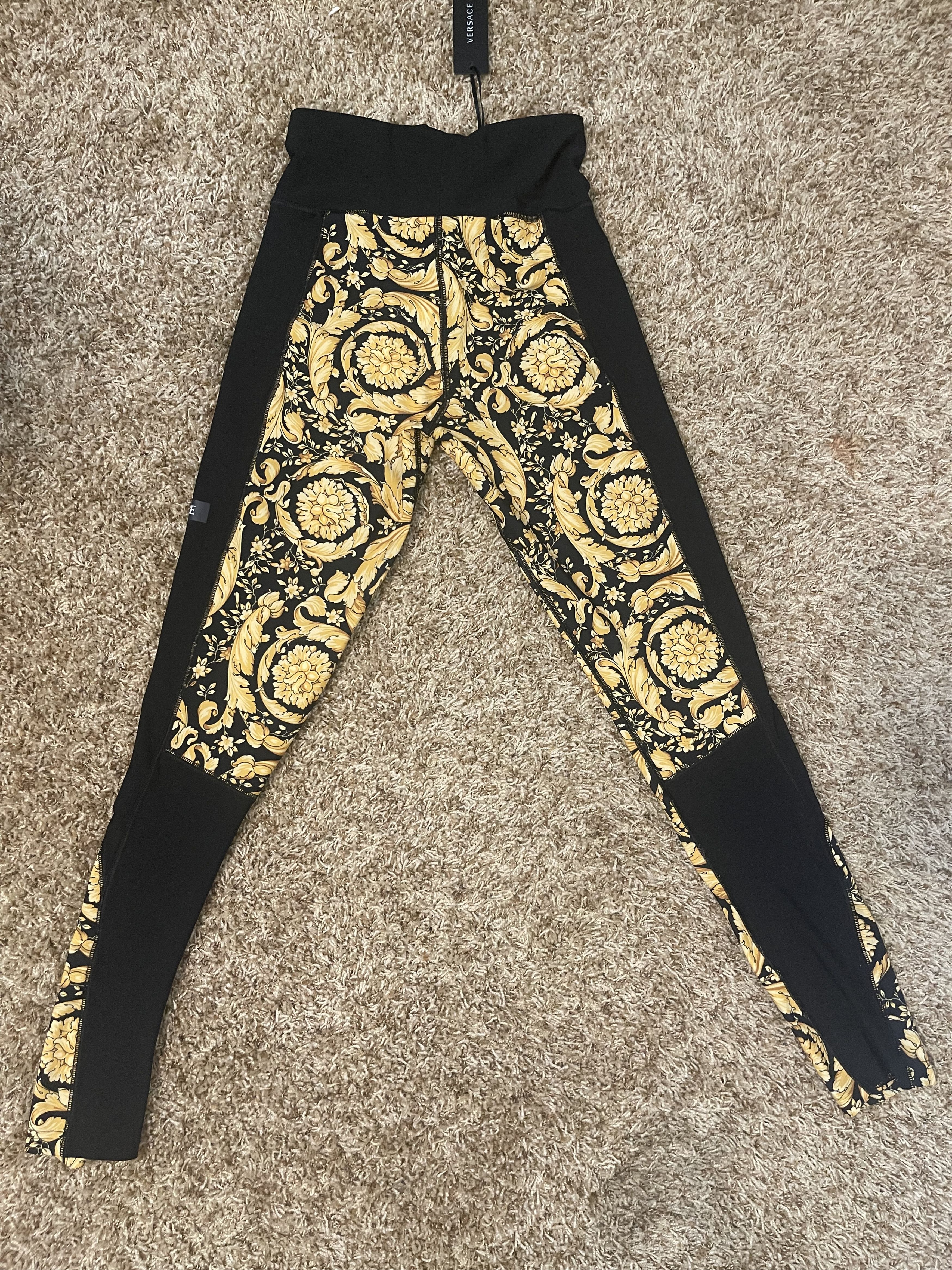 Versace Authentic Versace Barocco Print Panelled Leggings Size 26" / US 2 / IT 38 - 2 Thumbnail