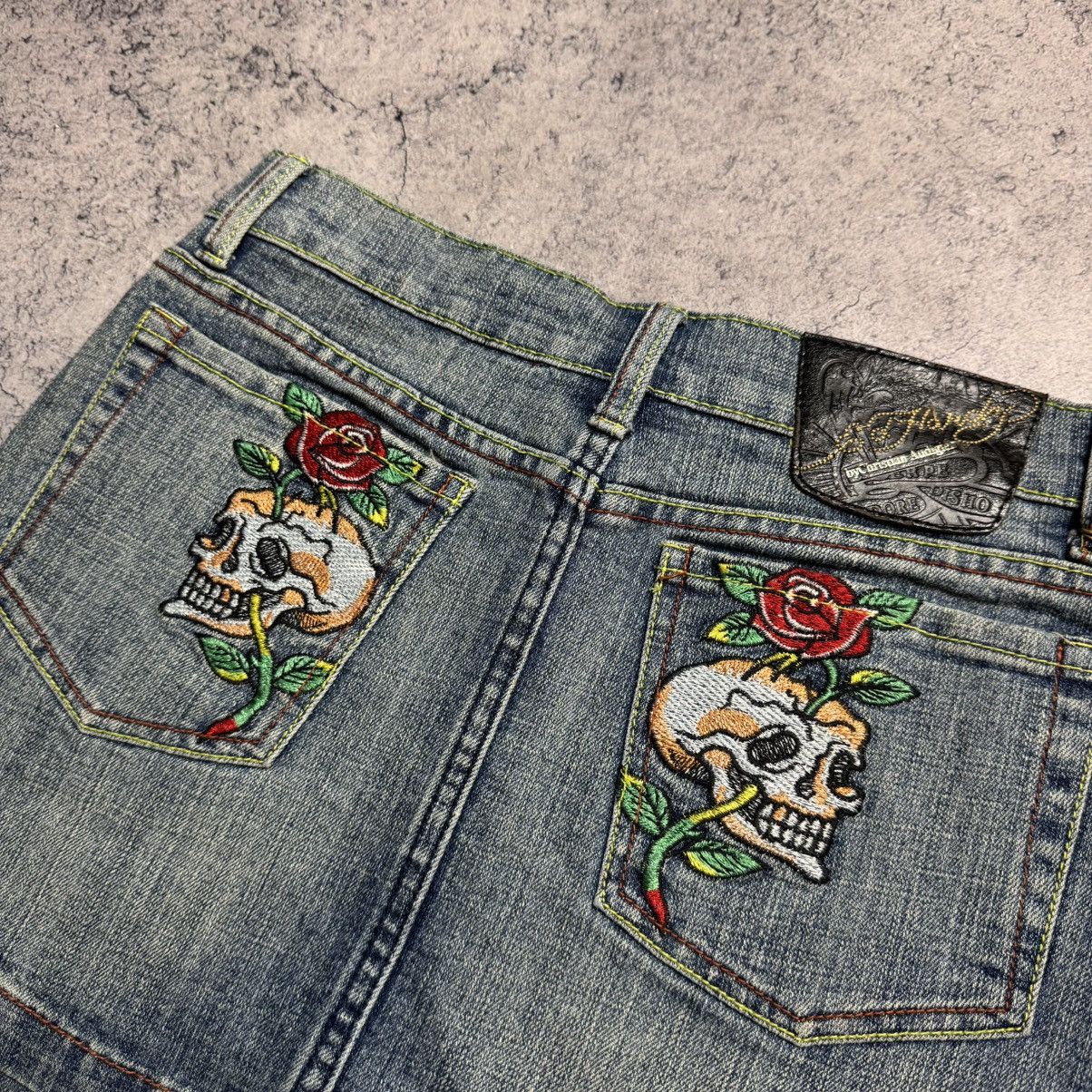 Ed Hardy NEW ED HARDY Vintage Denim Skirt Size 28" / US 6 / IT 42 - 3 Thumbnail