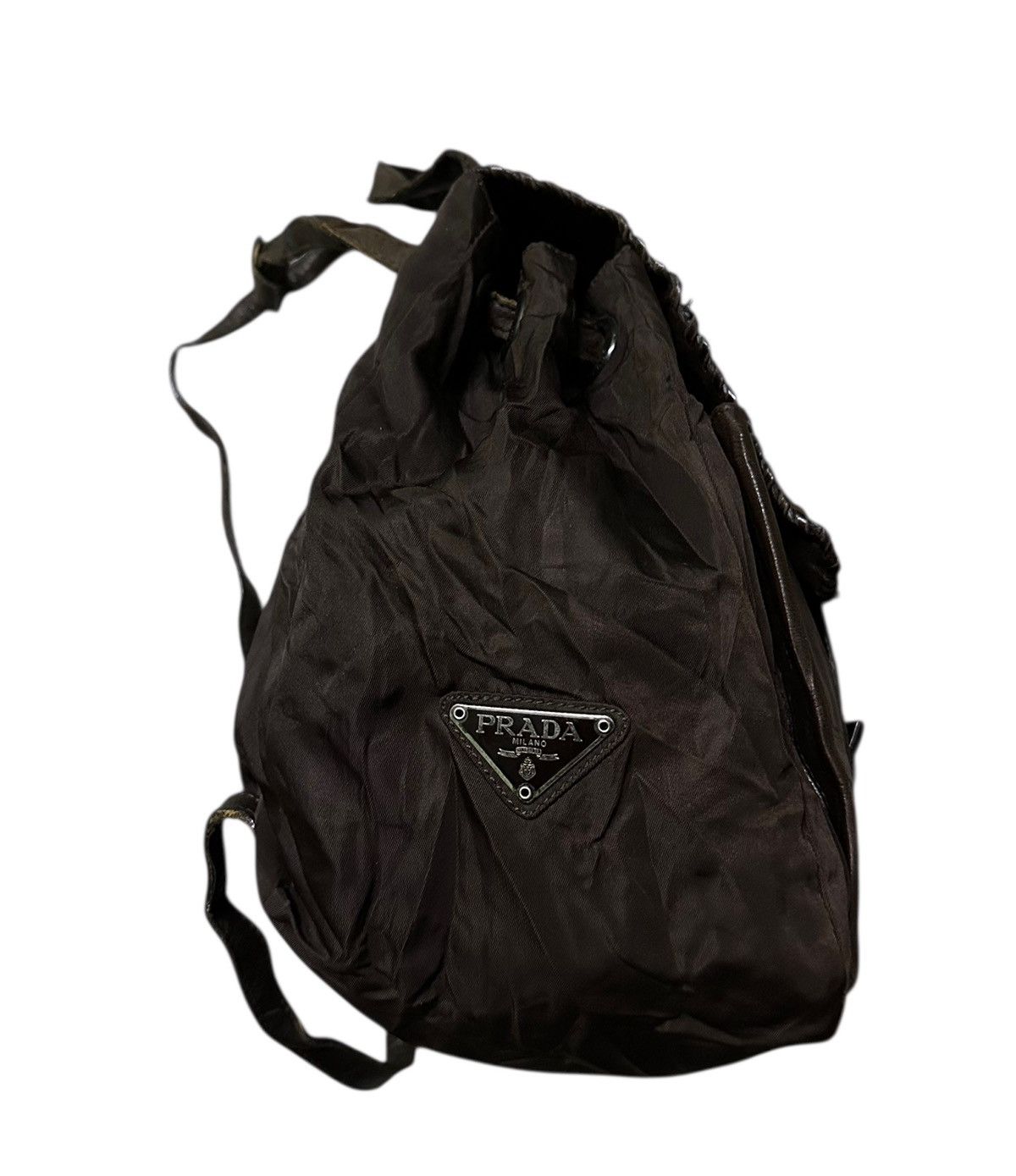 Prada Vintage Prada drawstring backpack nylon leather Size ONE SIZE - 3 Thumbnail