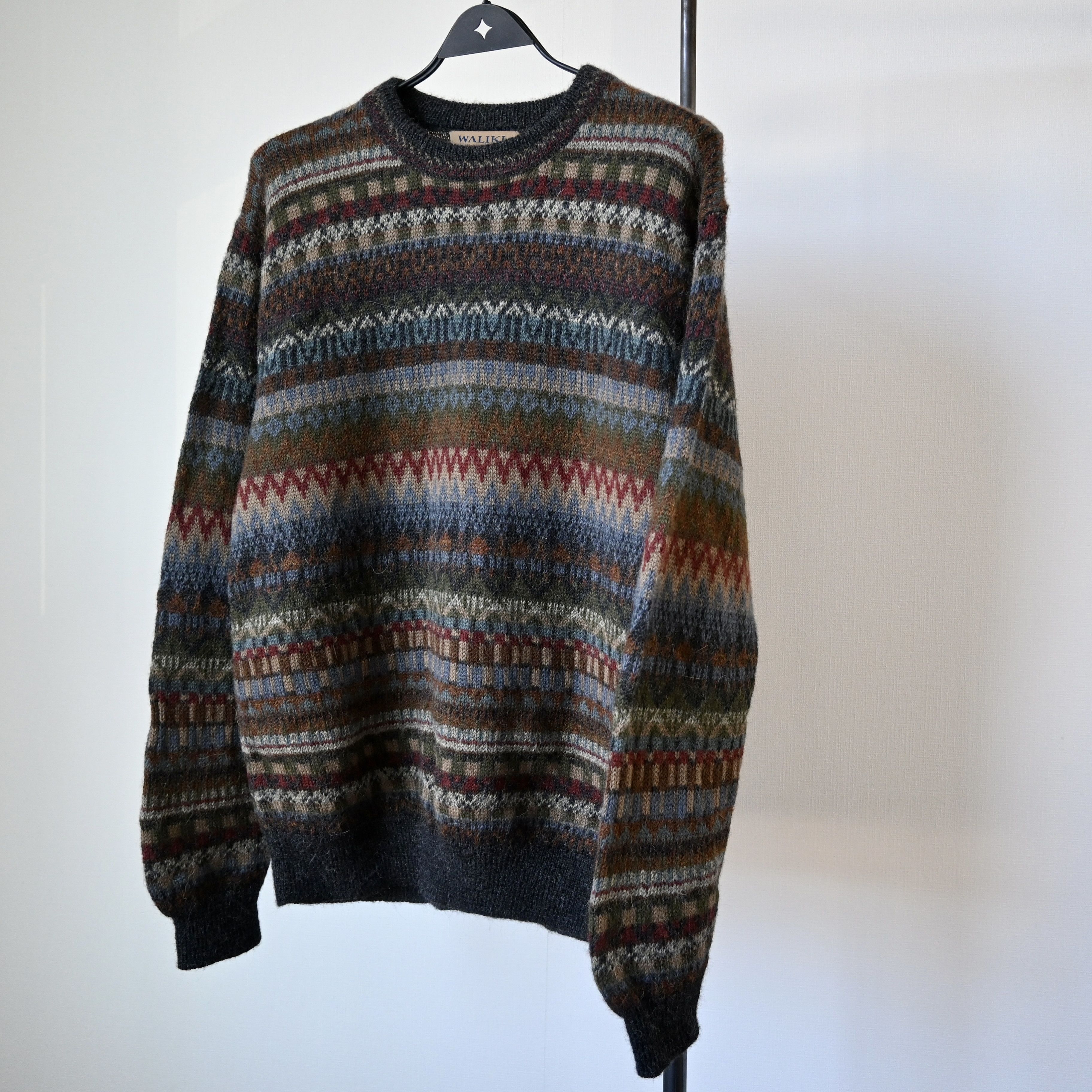 Vintage Vtg WALIKI 100% alpaca folklore striped sweater Size US L / EU 52-54 / 3 - 1 Thumbnail