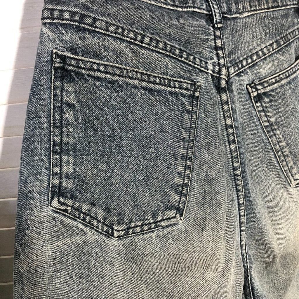 Vintage Y2K cotton jeans high waist wide legs acid wash dark blue 10 Size 32" / US 10 / IT 46 - 6 Thumbnail